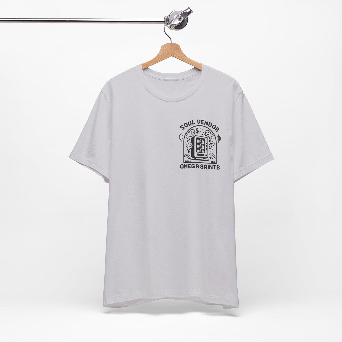 Soul Vendor T-Shirt – Retro Pixel Ghost Vending Machine Tee by Omega Saints