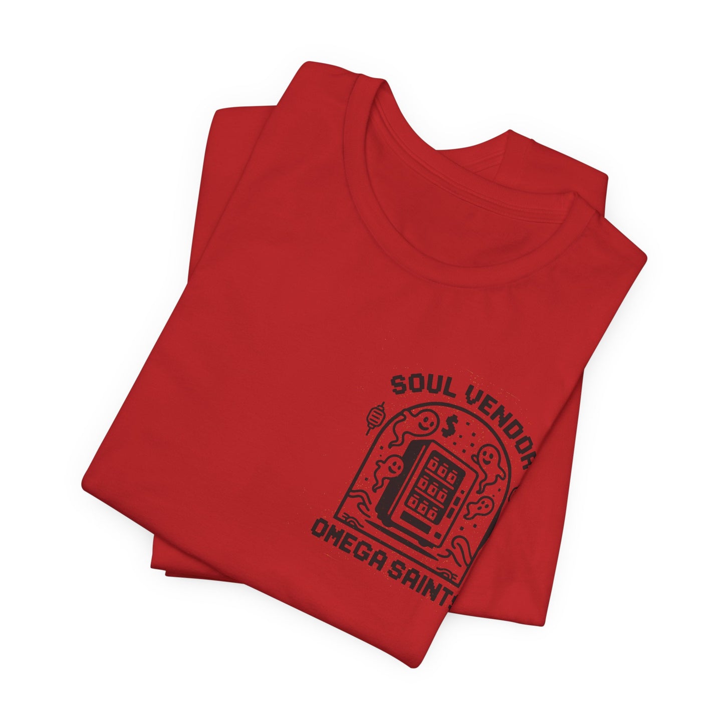 Soul Vendor T-Shirt – Retro Pixel Ghost Vending Machine Tee by Omega Saints