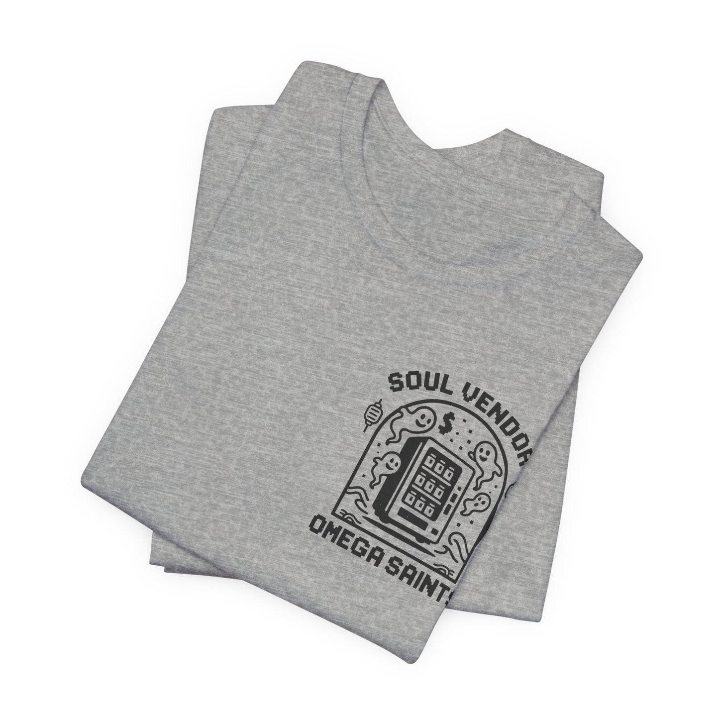 Soul Vendor T-Shirt – Retro Pixel Ghost Vending Machine Tee by Omega Saints