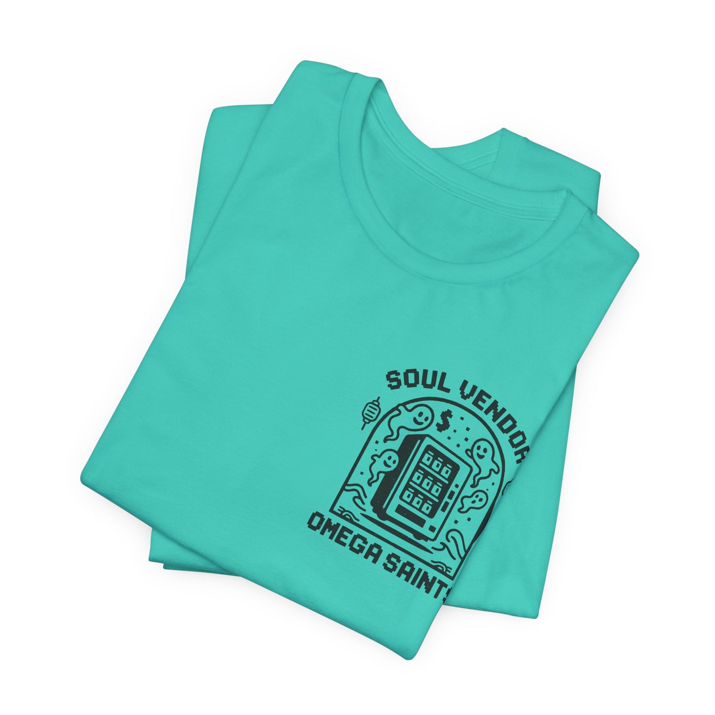 Soul Vendor T-Shirt – Retro Pixel Ghost Vending Machine Tee by Omega Saints