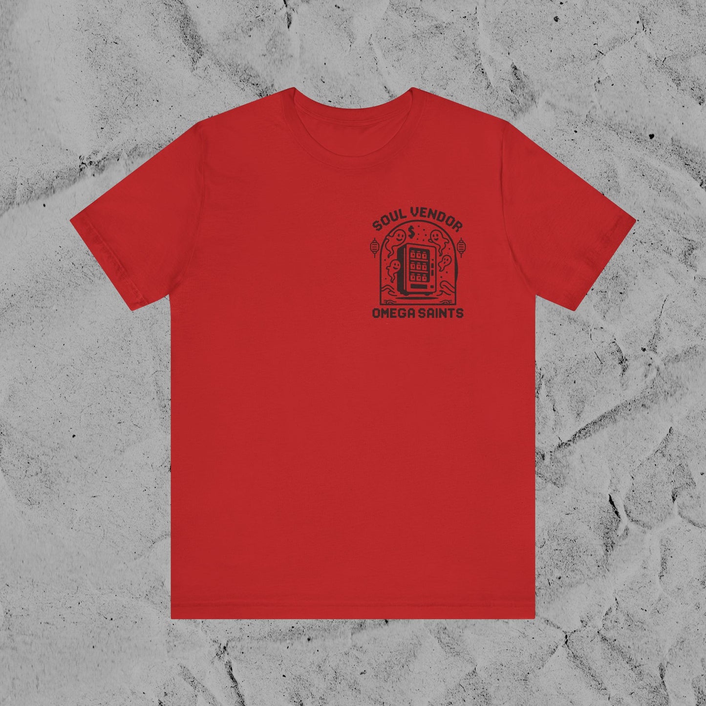 Soul Vendor T-Shirt – Retro Pixel Ghost Vending Machine Tee by Omega Saints
