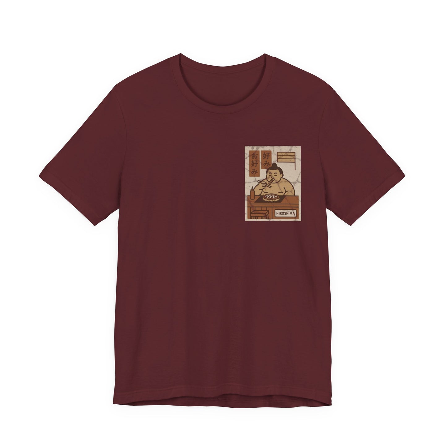Hiroshima Okonomiyaki Sumo T-Shirt – Minimal Japanese Food Art Tee - Travel Wear for Men