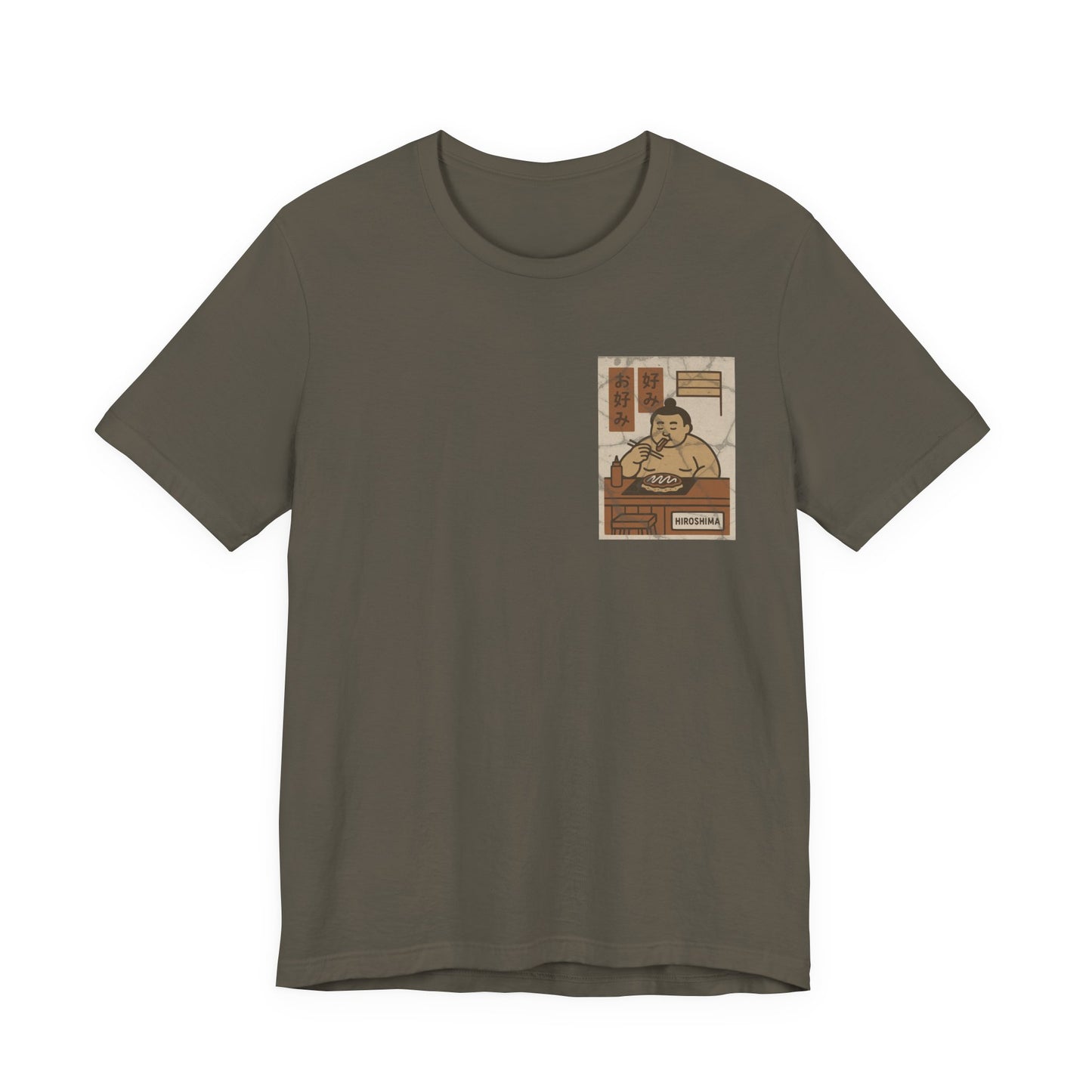 Hiroshima Okonomiyaki Sumo T-Shirt – Minimal Japanese Food Art Tee - Travel Wear for Men