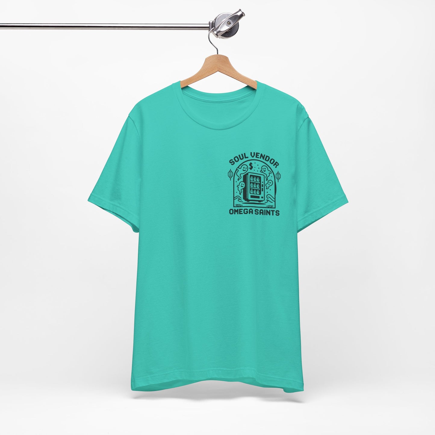 Soul Vendor T-Shirt – Retro Pixel Ghost Vending Machine Tee by Omega Saints