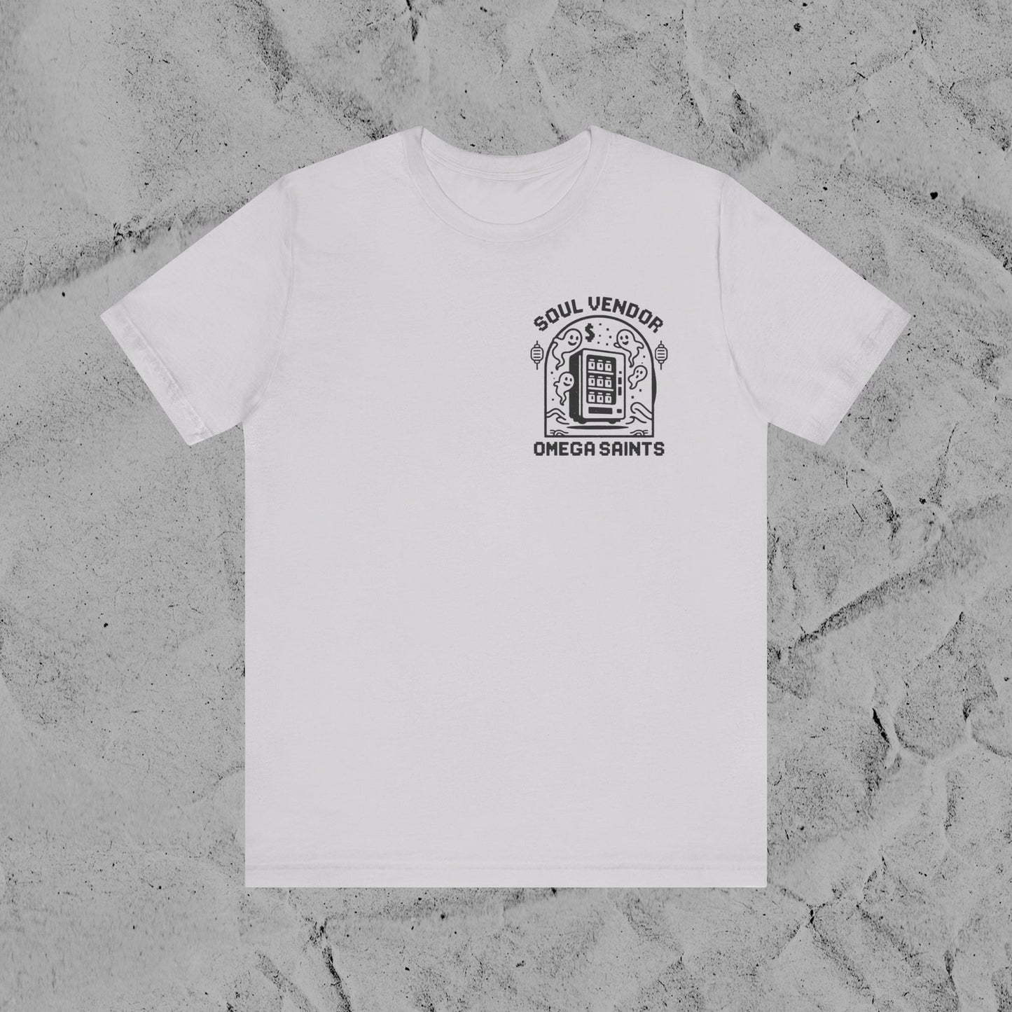 Soul Vendor T-Shirt – Retro Pixel Ghost Vending Machine Tee by Omega Saints
