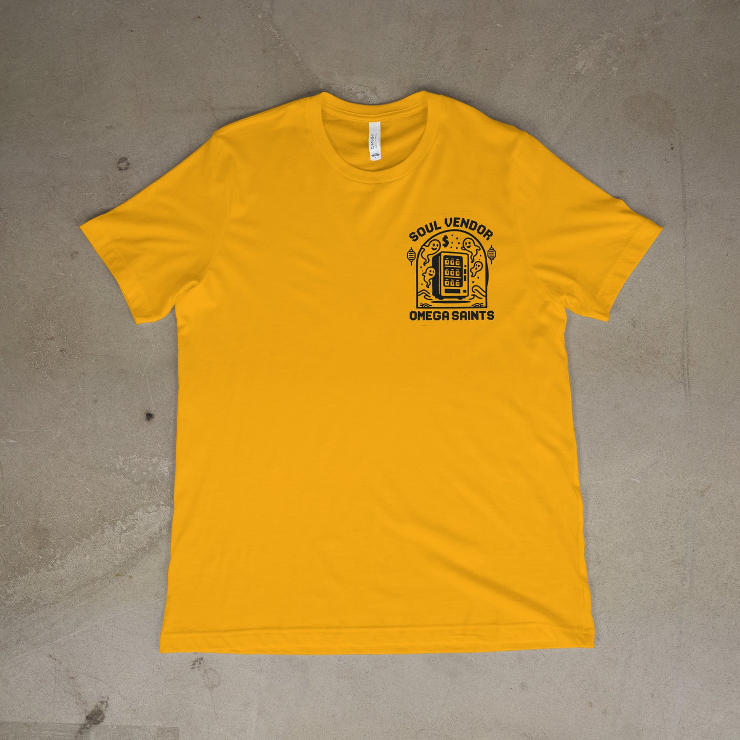 Soul Vendor T-Shirt – Retro Pixel Ghost Vending Machine Tee by Omega Saints