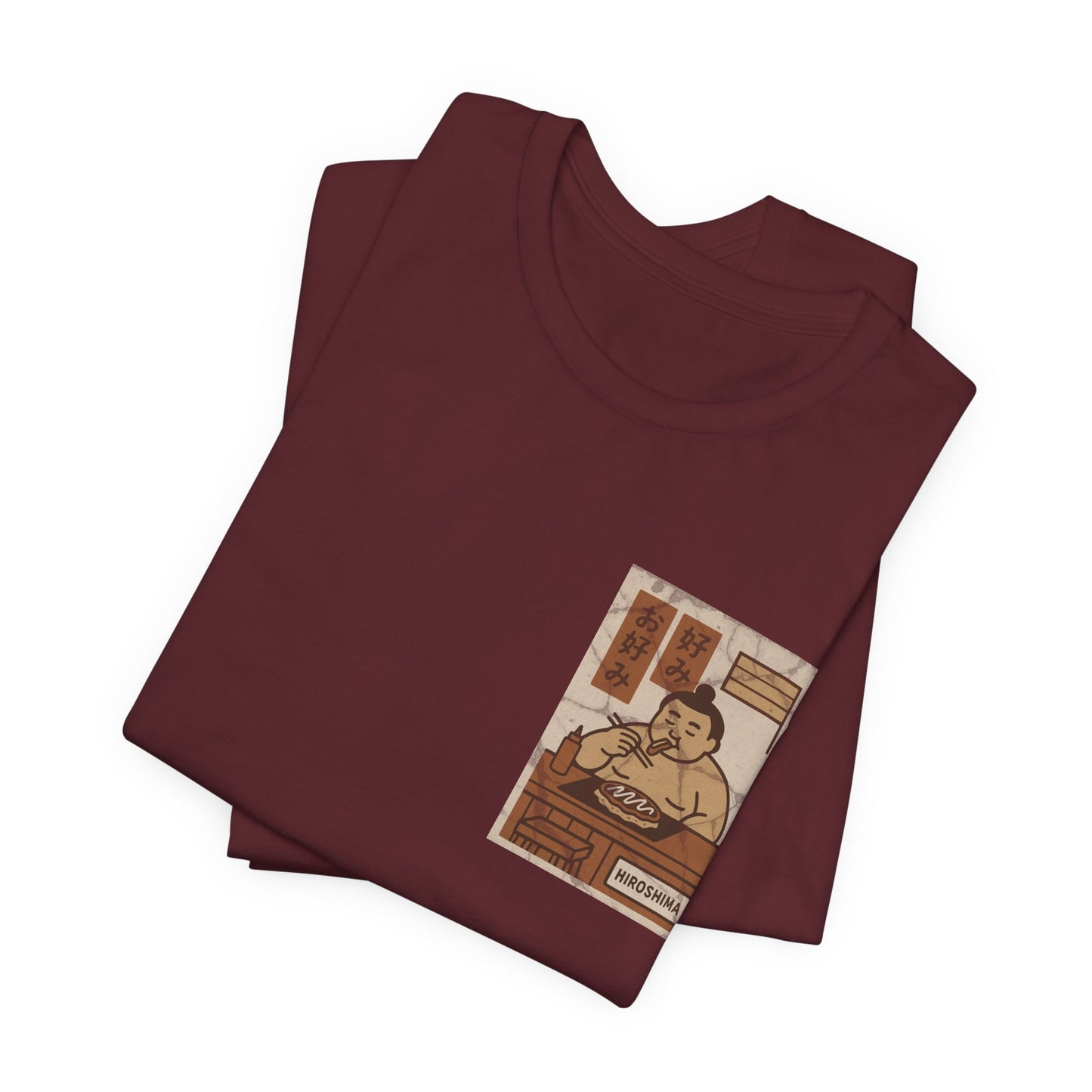 Hiroshima Okonomiyaki Sumo T-Shirt – Minimal Japanese Food Art Tee - Travel Wear for Men