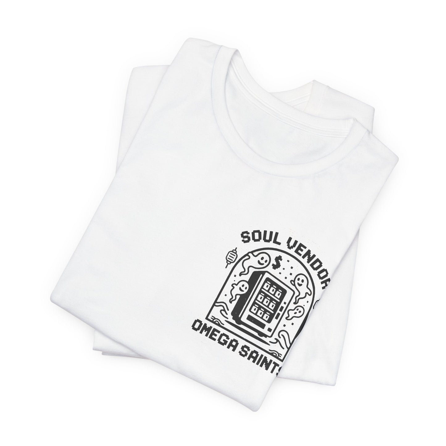Soul Vendor T-Shirt – Retro Pixel Ghost Vending Machine Tee by Omega Saints