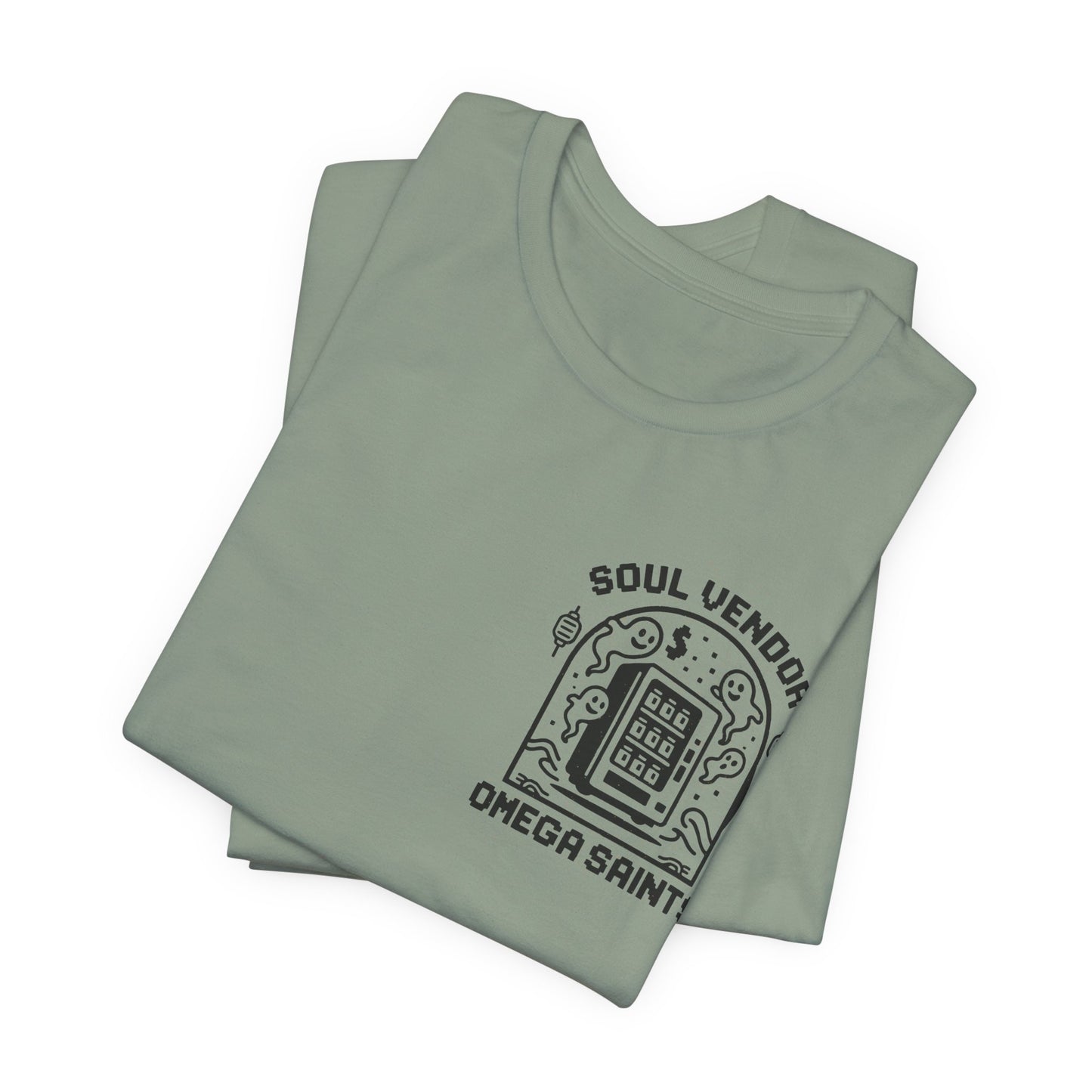 Soul Vendor T-Shirt – Retro Pixel Ghost Vending Machine Tee by Omega Saints