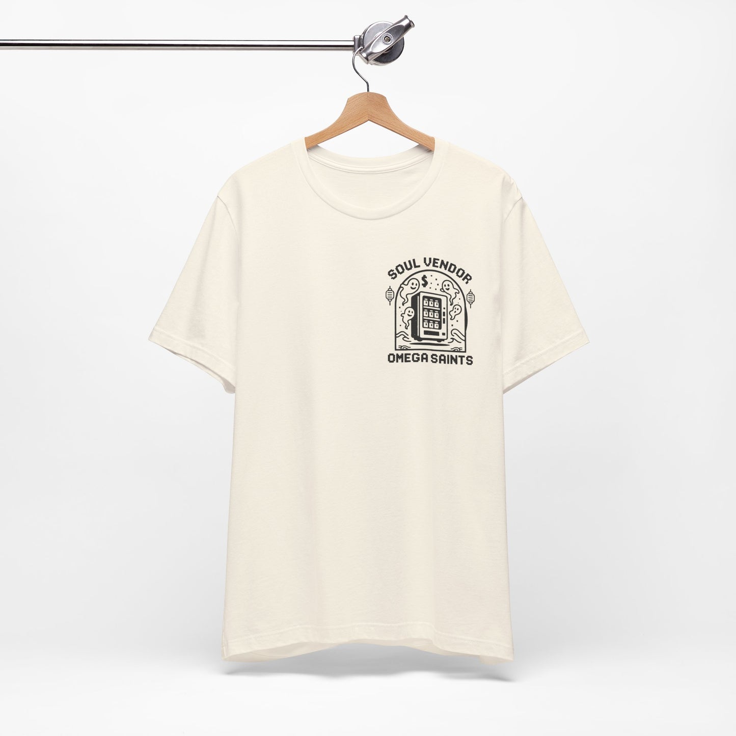 Soul Vendor T-Shirt – Retro Pixel Ghost Vending Machine Tee by Omega Saints