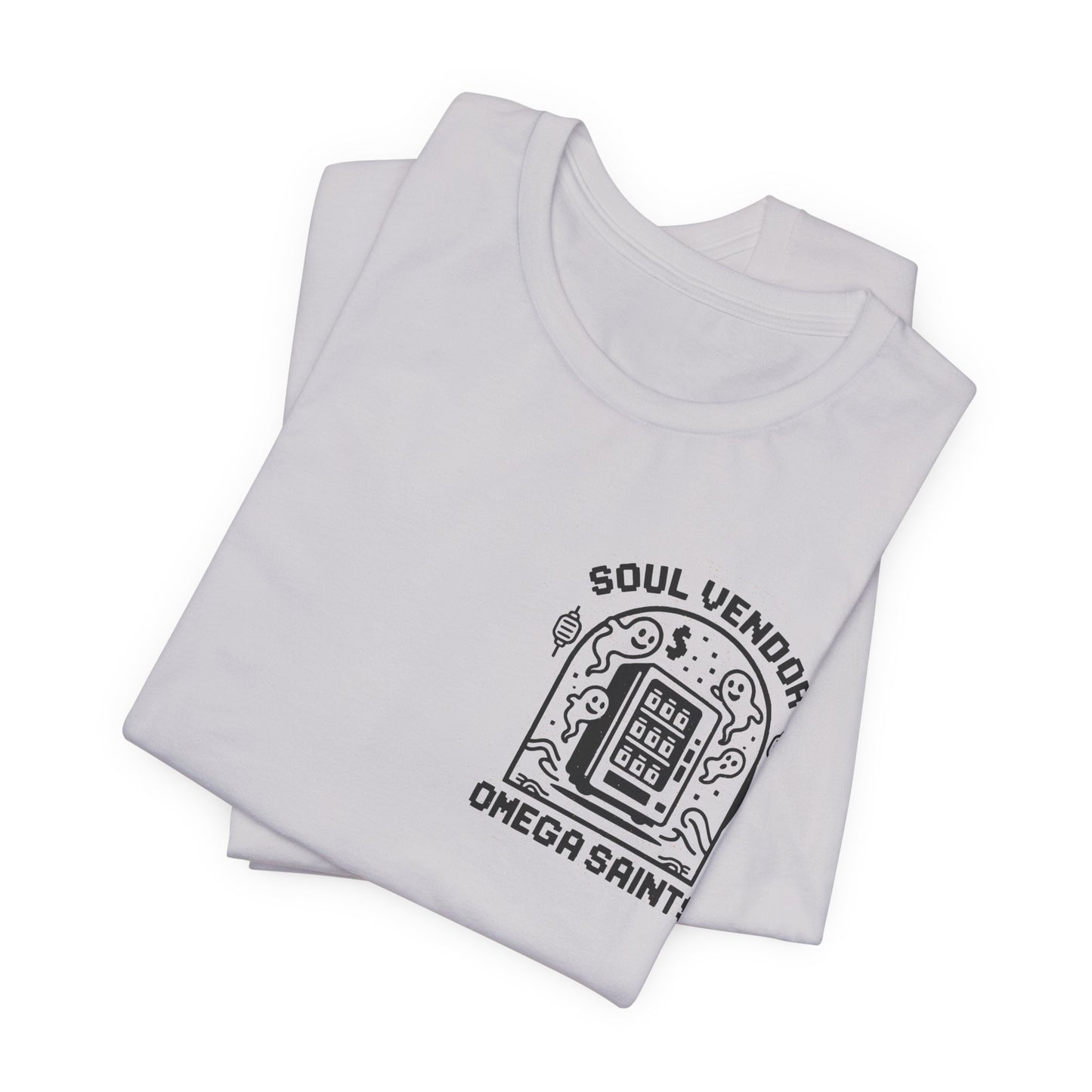 Soul Vendor T-Shirt – Retro Pixel Ghost Vending Machine Tee by Omega Saints