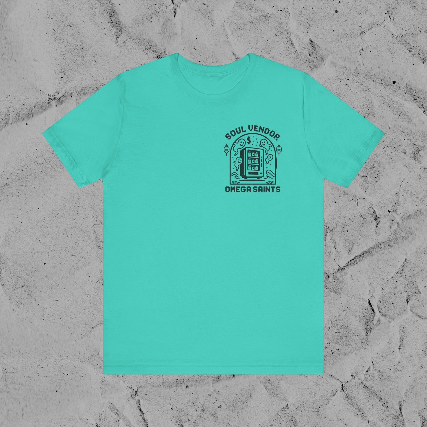 Soul Vendor T-Shirt – Retro Pixel Ghost Vending Machine Tee by Omega Saints