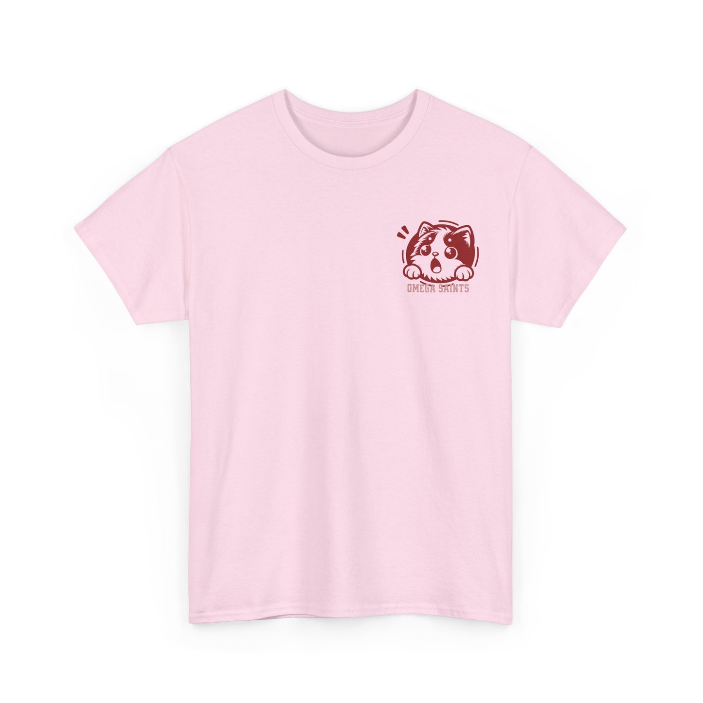 Omega Saints Cute Cat Graphic Tee – Aesthetic Streetwear T-Shirt for Men & Women