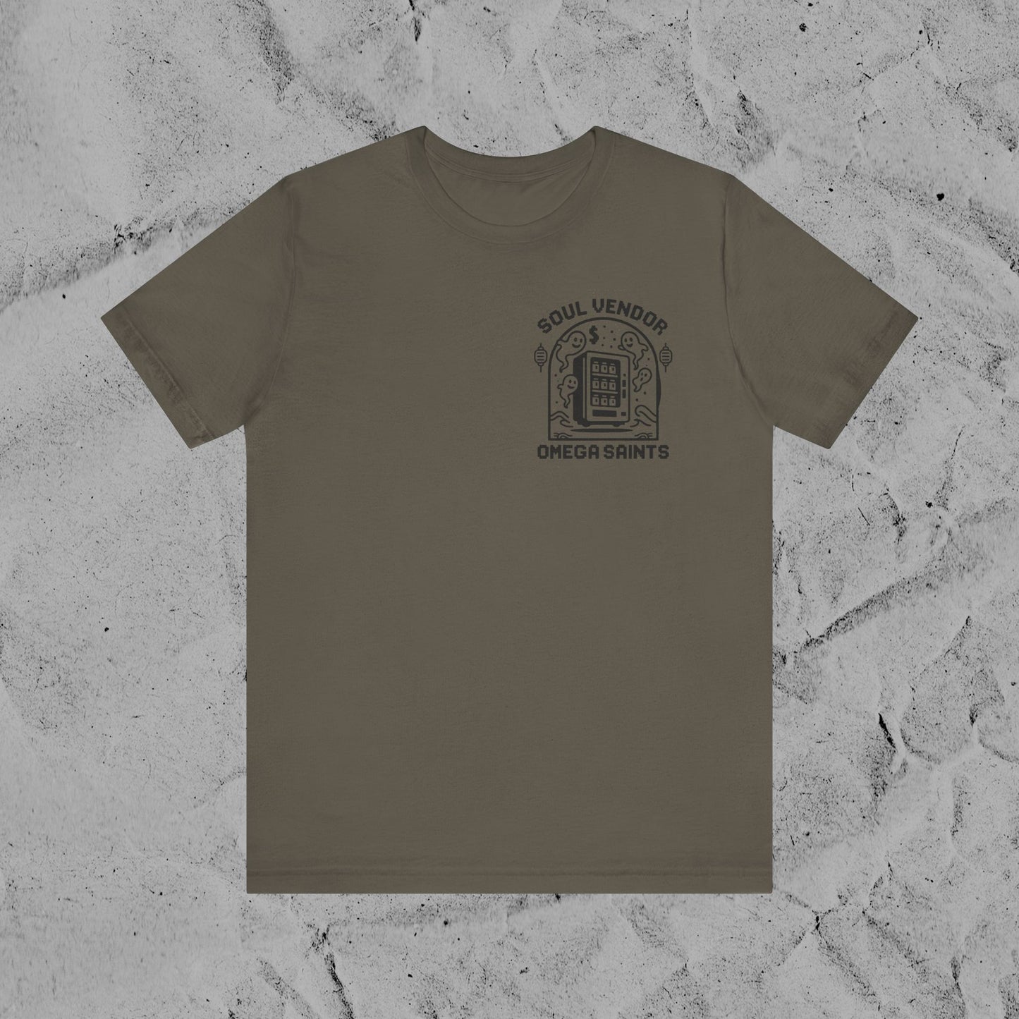 Soul Vendor T-Shirt – Retro Pixel Ghost Vending Machine Tee by Omega Saints