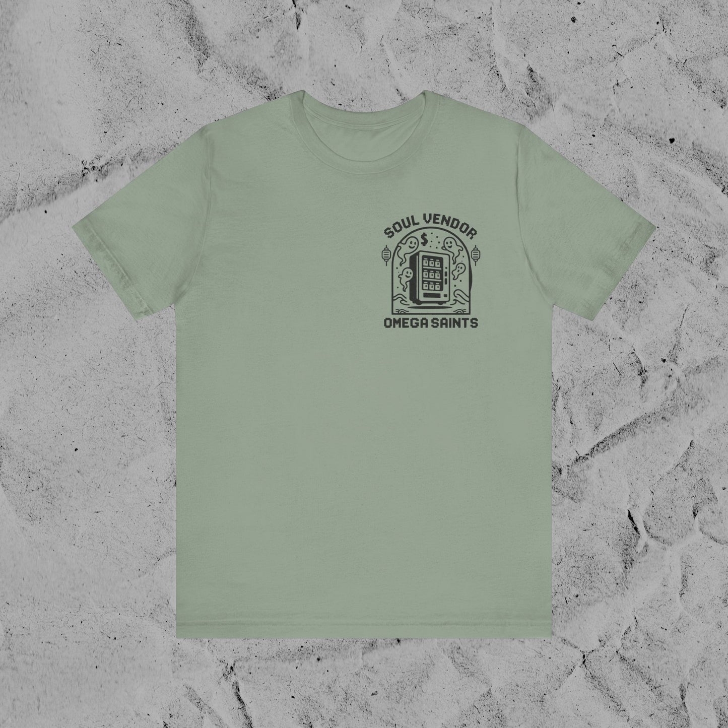 Soul Vendor T-Shirt – Retro Pixel Ghost Vending Machine Tee by Omega Saints