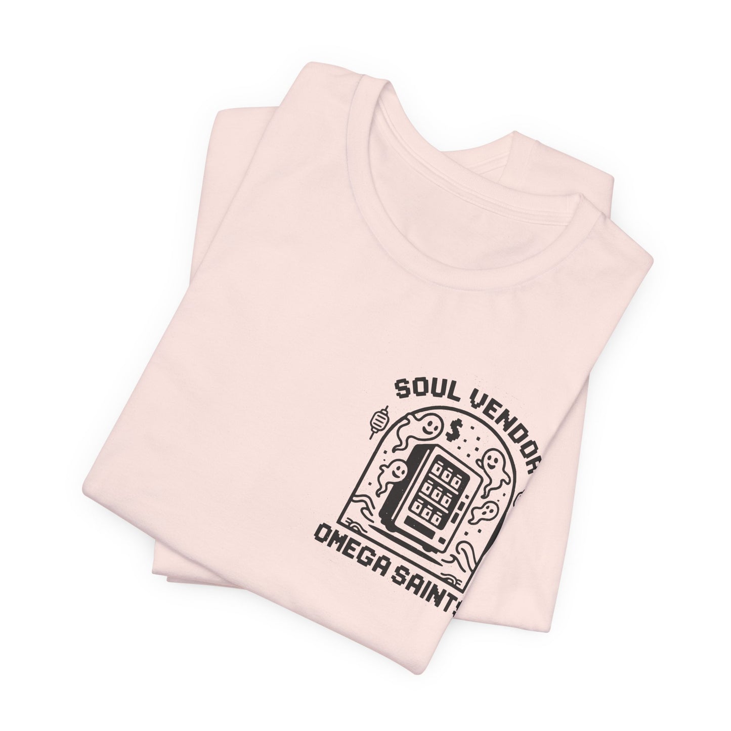 Soul Vendor T-Shirt – Retro Pixel Ghost Vending Machine Tee by Omega Saints