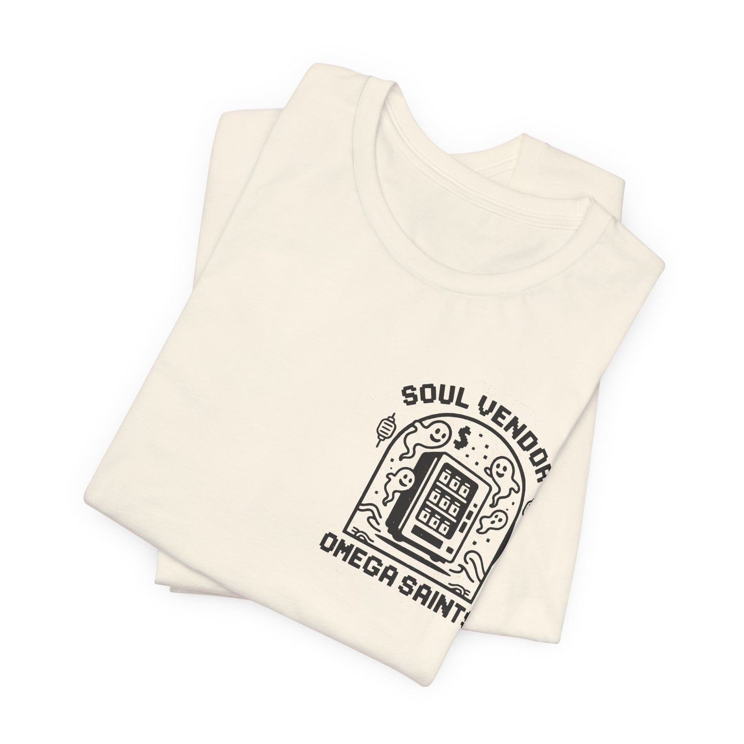 Soul Vendor T-Shirt – Retro Pixel Ghost Vending Machine Tee by Omega Saints