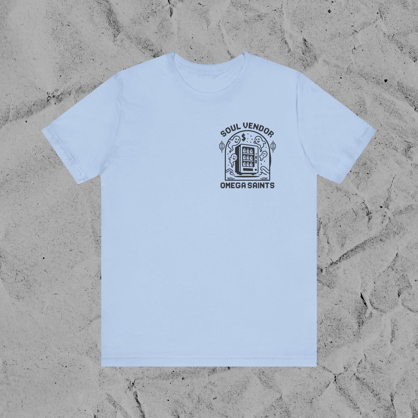Soul Vendor T-Shirt – Retro Pixel Ghost Vending Machine Tee by Omega Saints
