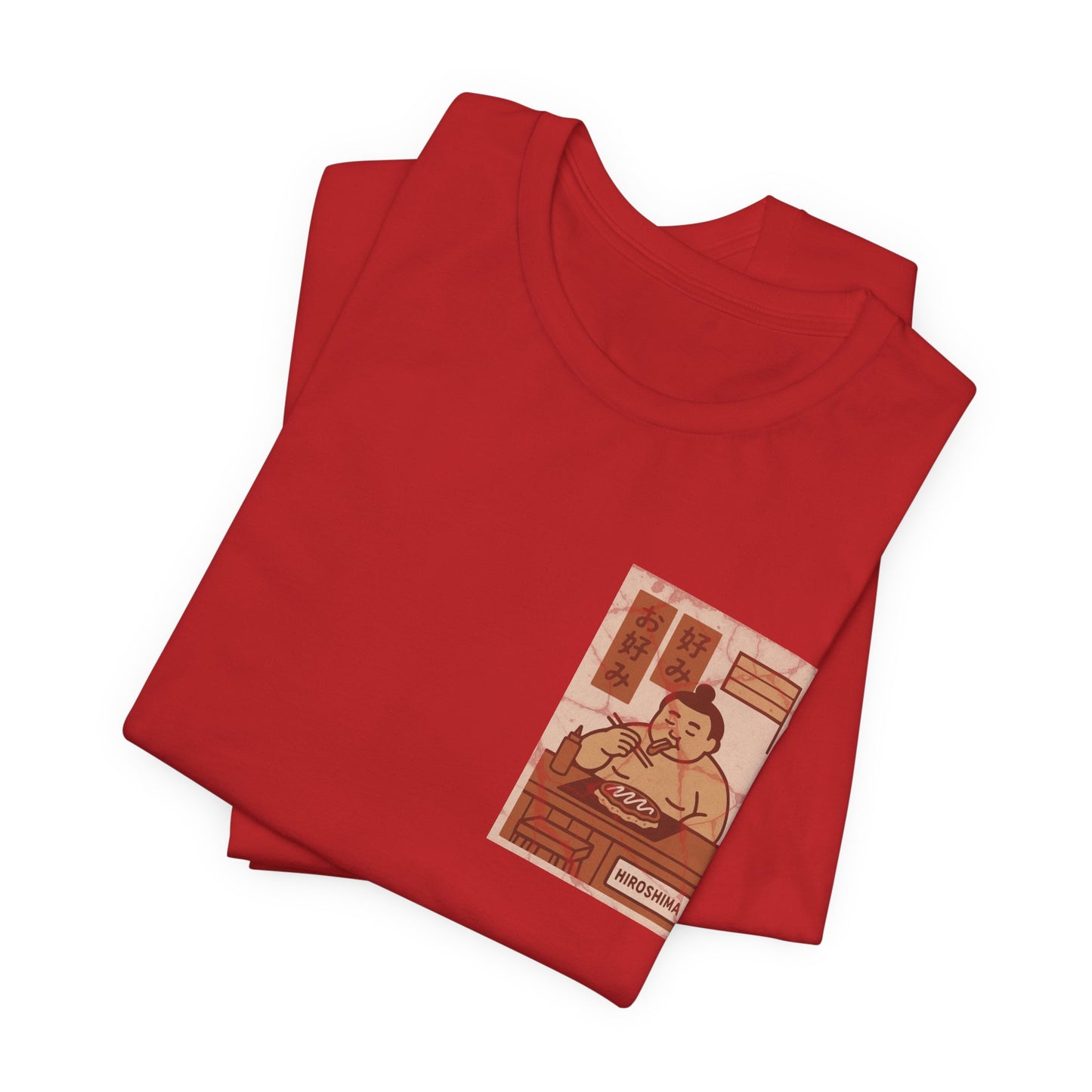 Hiroshima Okonomiyaki Sumo T-Shirt – Minimal Japanese Food Art Tee - Travel Wear for Men