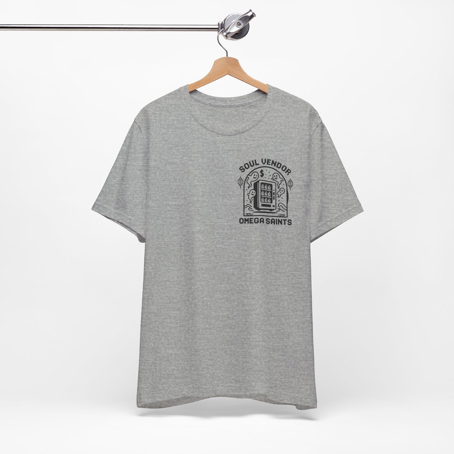 Soul Vendor T-Shirt – Retro Pixel Ghost Vending Machine Tee by Omega Saints
