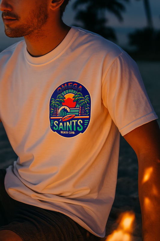 Omega Saints Beach Club Printed T-Shirt – Ride the Waves in Style