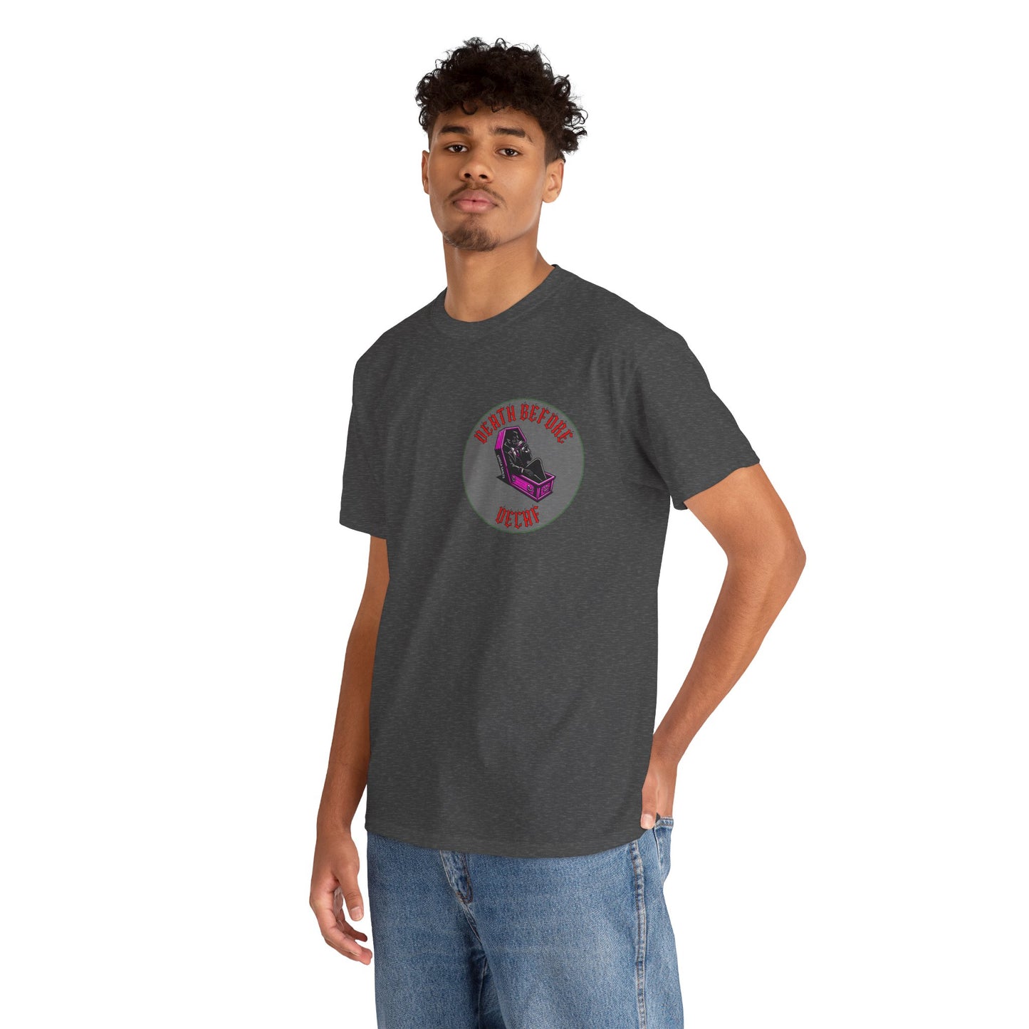 Death Before Decaf | Dracula Coffee T-Shirt Printed T Shirt detail custom