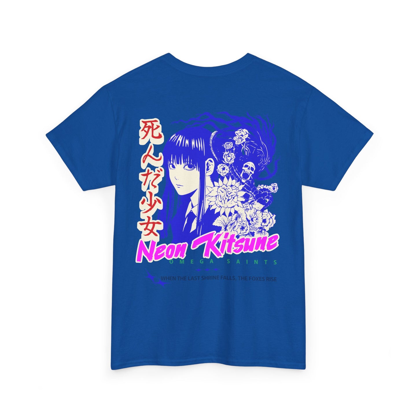 Japanese Anime Neon Kitsune Printed Shirt Custom Printed Shirt
