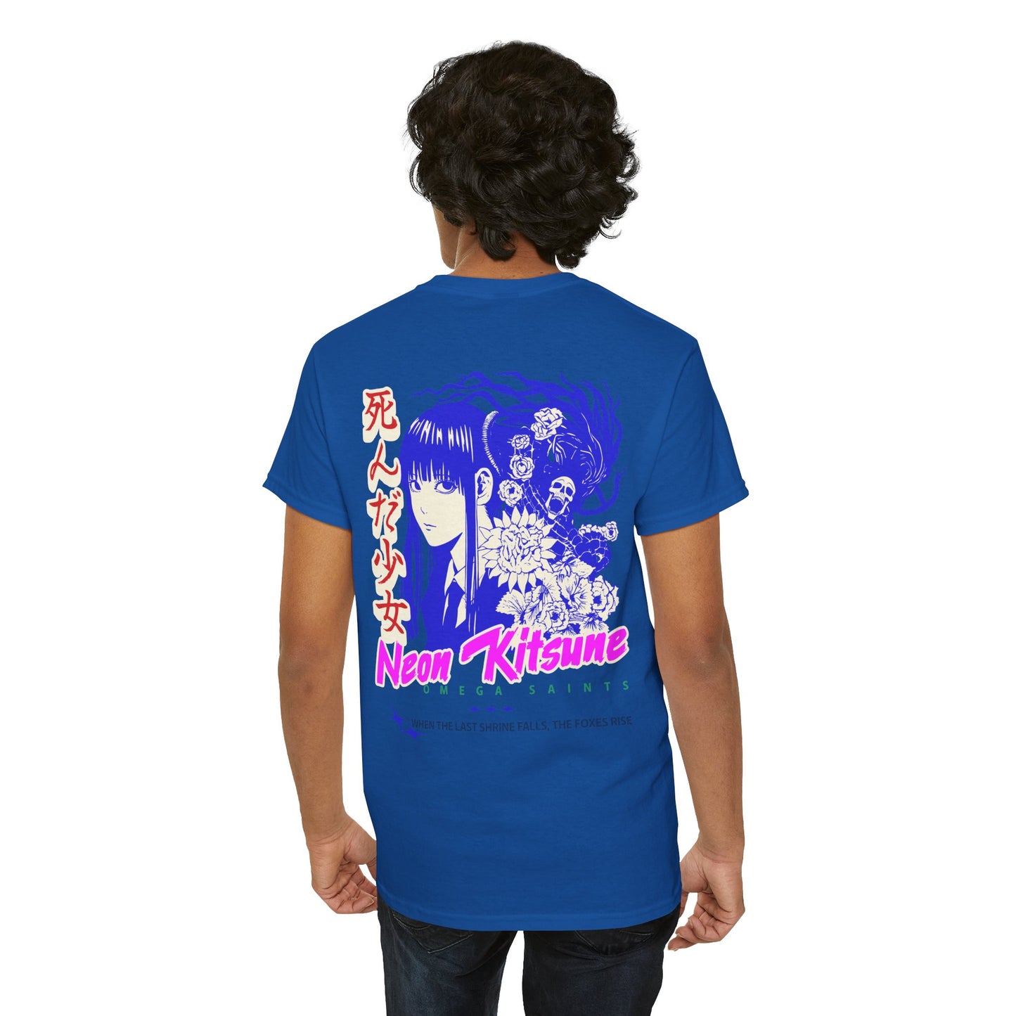 Japanese Anime Neon Kitsune Printed Shirt Custom Printed Shirt