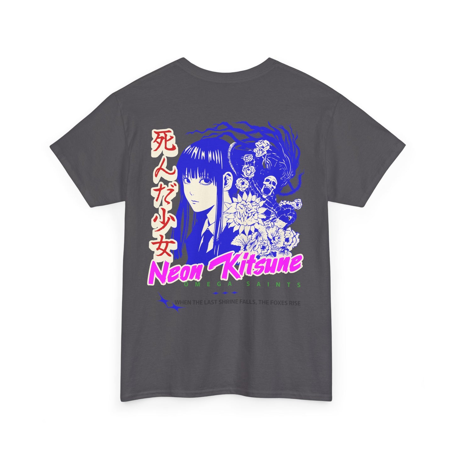 Japanese Anime Neon Kitsune Printed Shirt Custom Printed Shirt