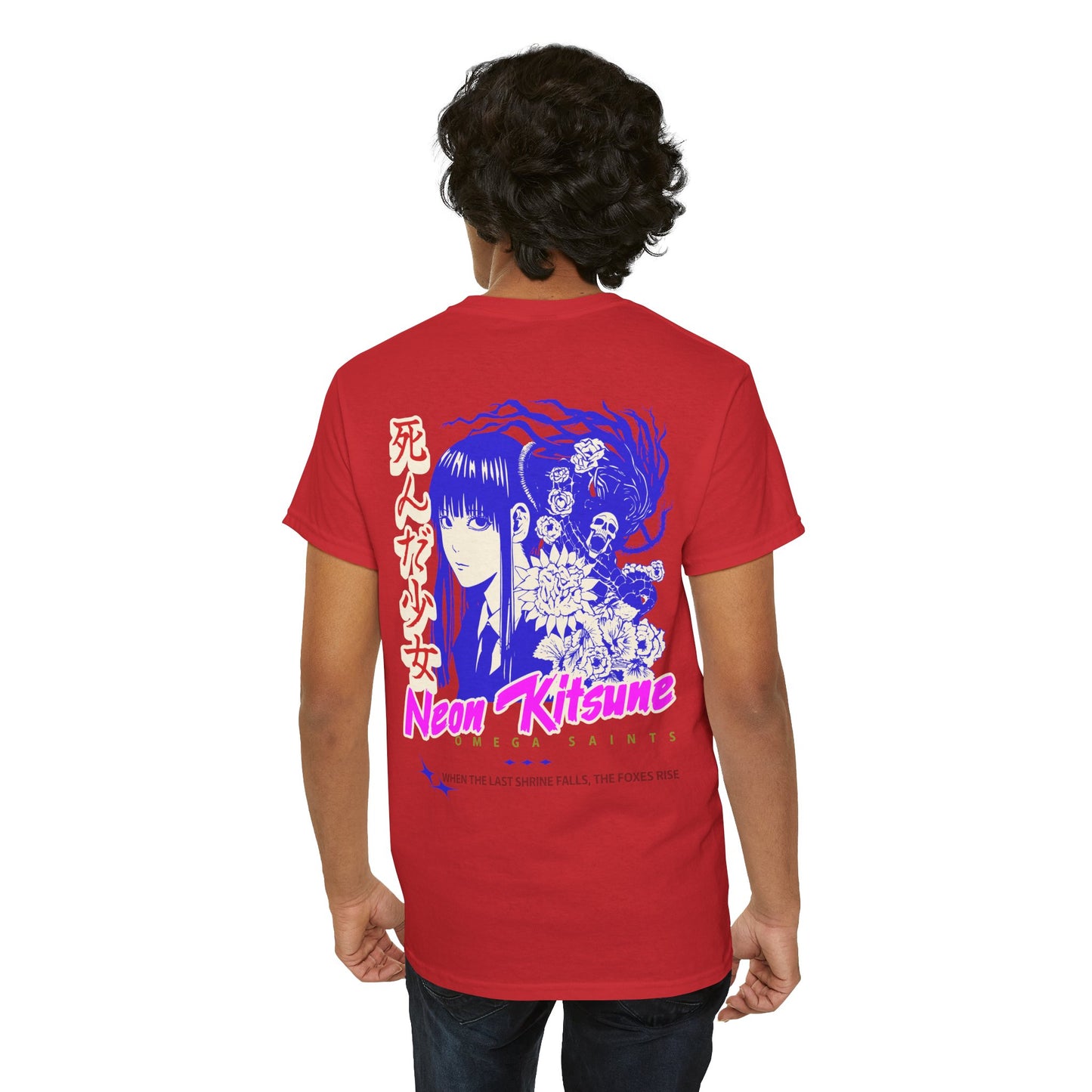 Japanese Anime Neon Kitsune Printed Shirt Custom Printed Shirt