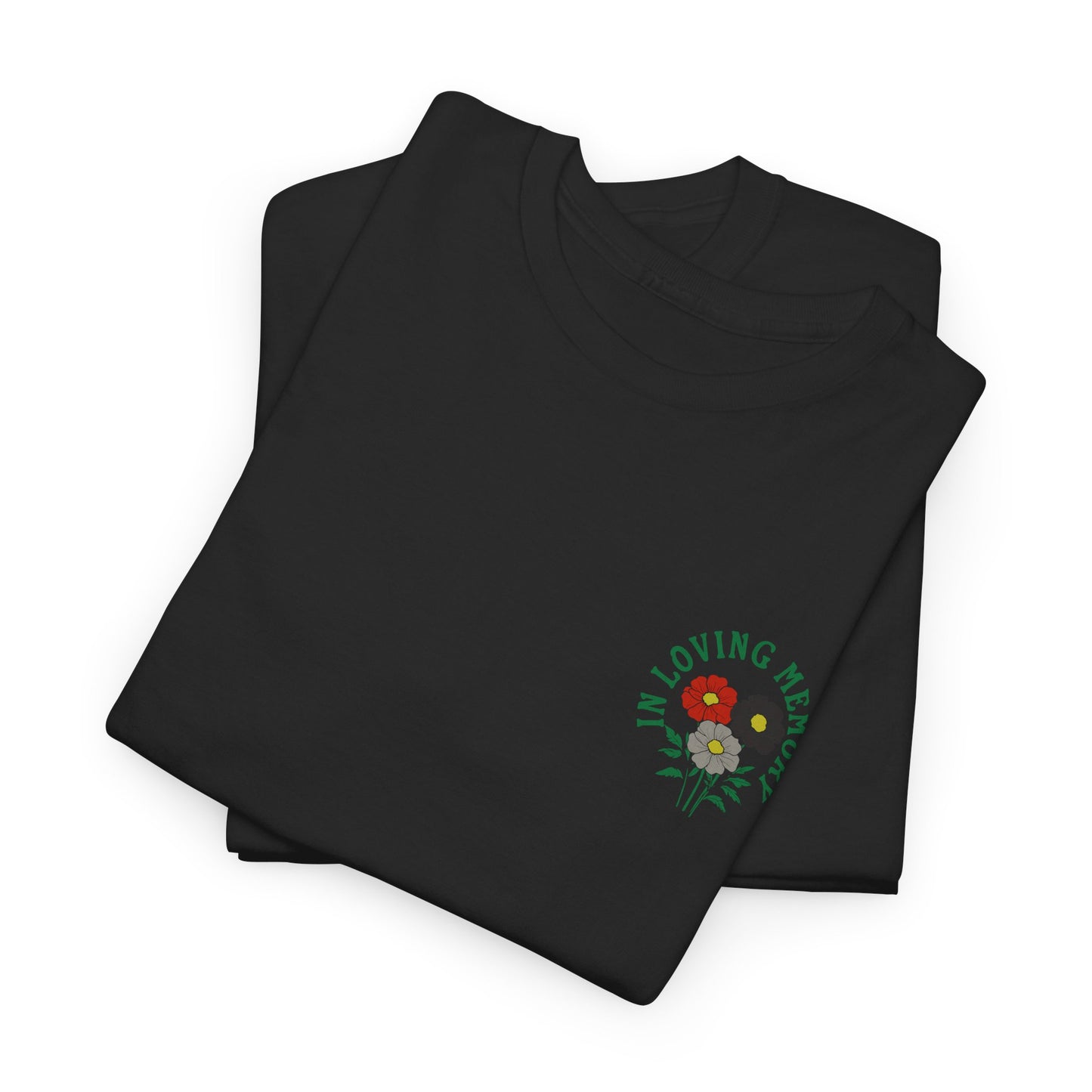 Minimalist Sadcore Shirt with Flowers | Alt Graphic Printed T-Shirt Black Fold