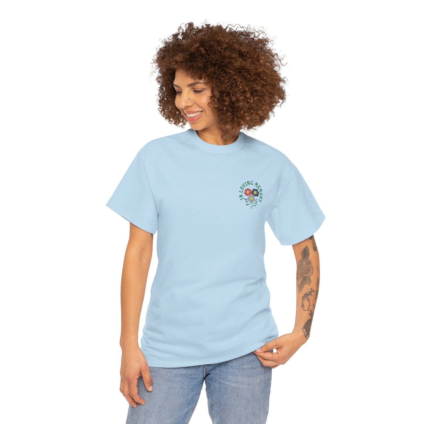 Minimalist Sadcore Shirt with Flowers | Alt Graphic Printed T-Shirt Blue