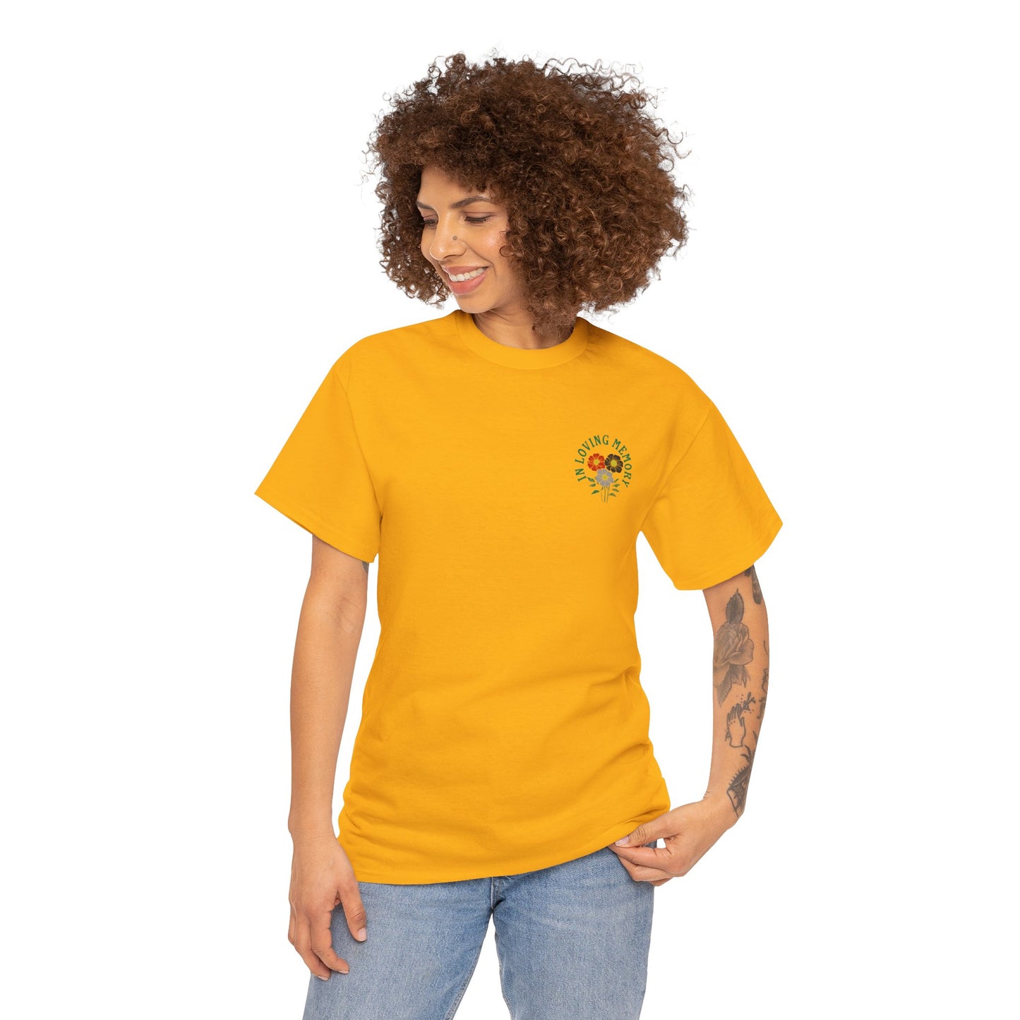 Minimalist Sadcore Shirt with Flowers | Alt Graphic Printed T-Shirt Gold