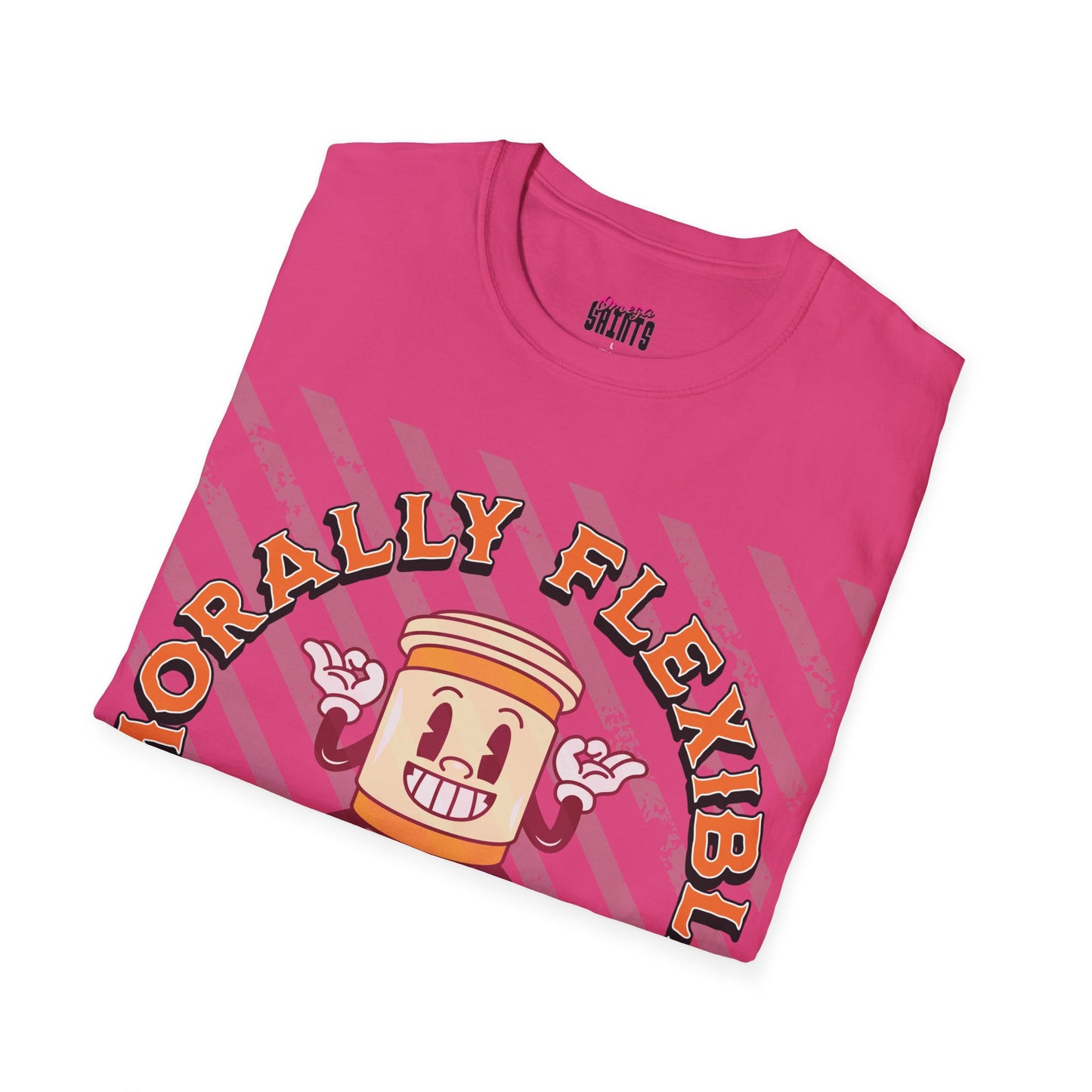 Morally Flexible, Emotionally Unavailable Printed T-Shirt – Funny Gen Z Coffee Yoga Tee Pink