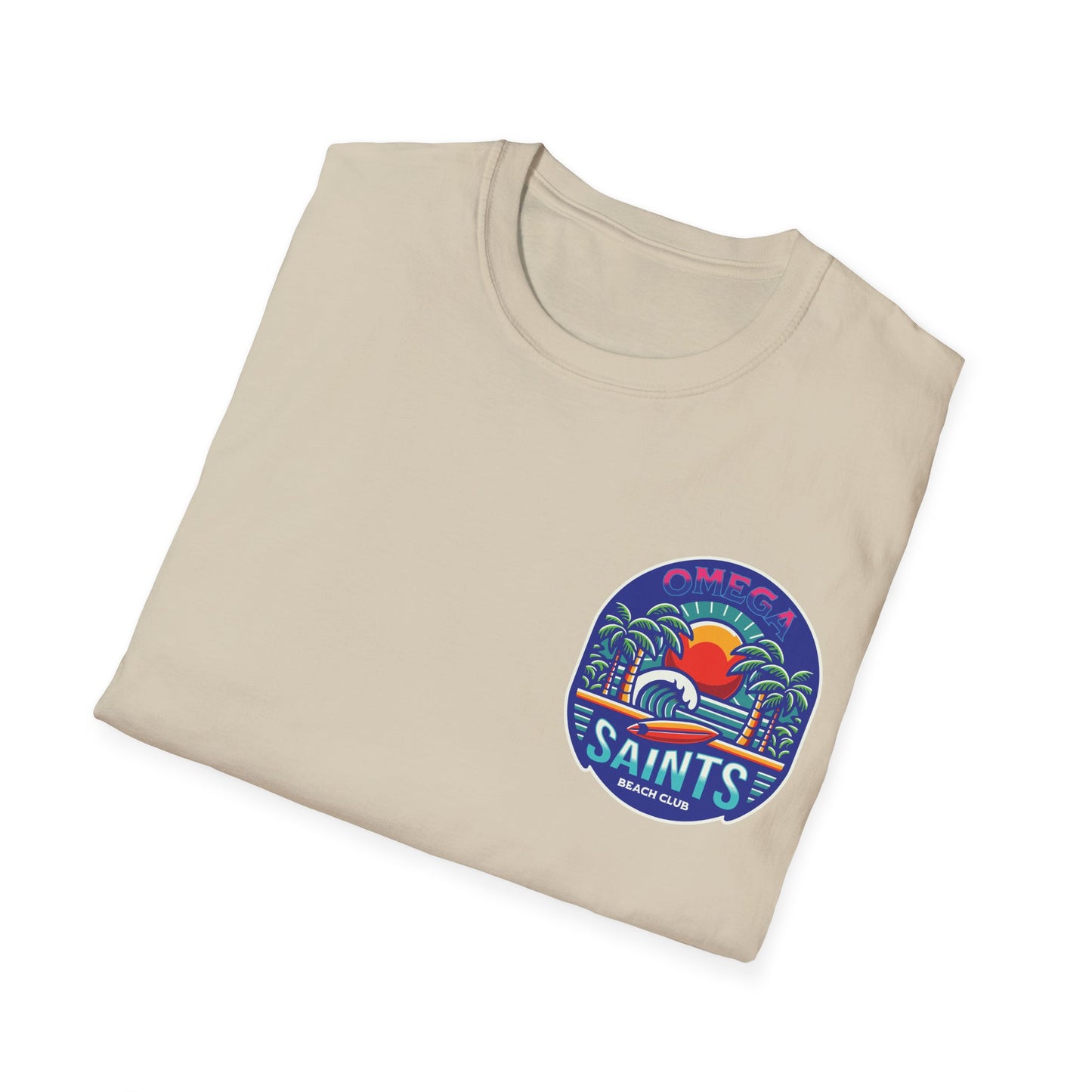 Omega Saints Beach Club Printed T-Shirt – Ride the Waves in Style Beige