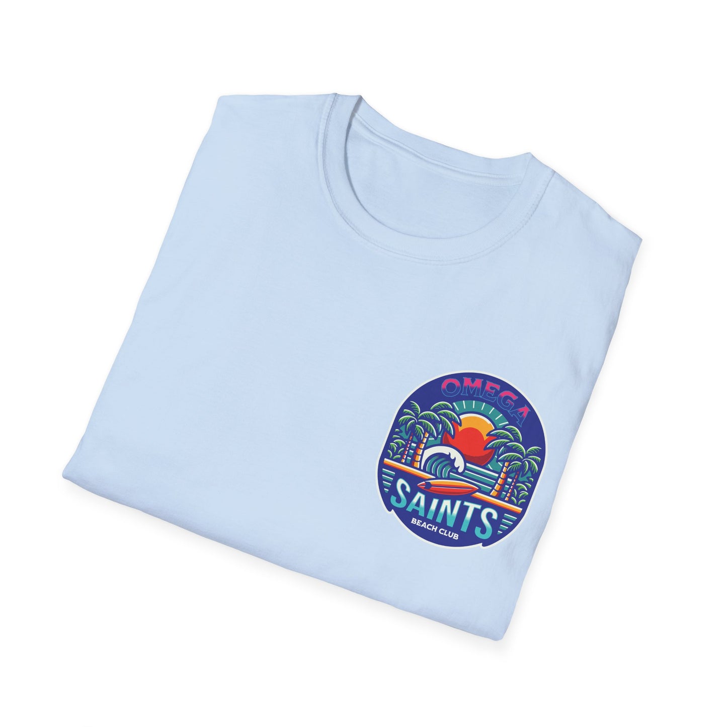 Omega Saints Beach Club Printed T-Shirt – Ride the Waves in Style Blue