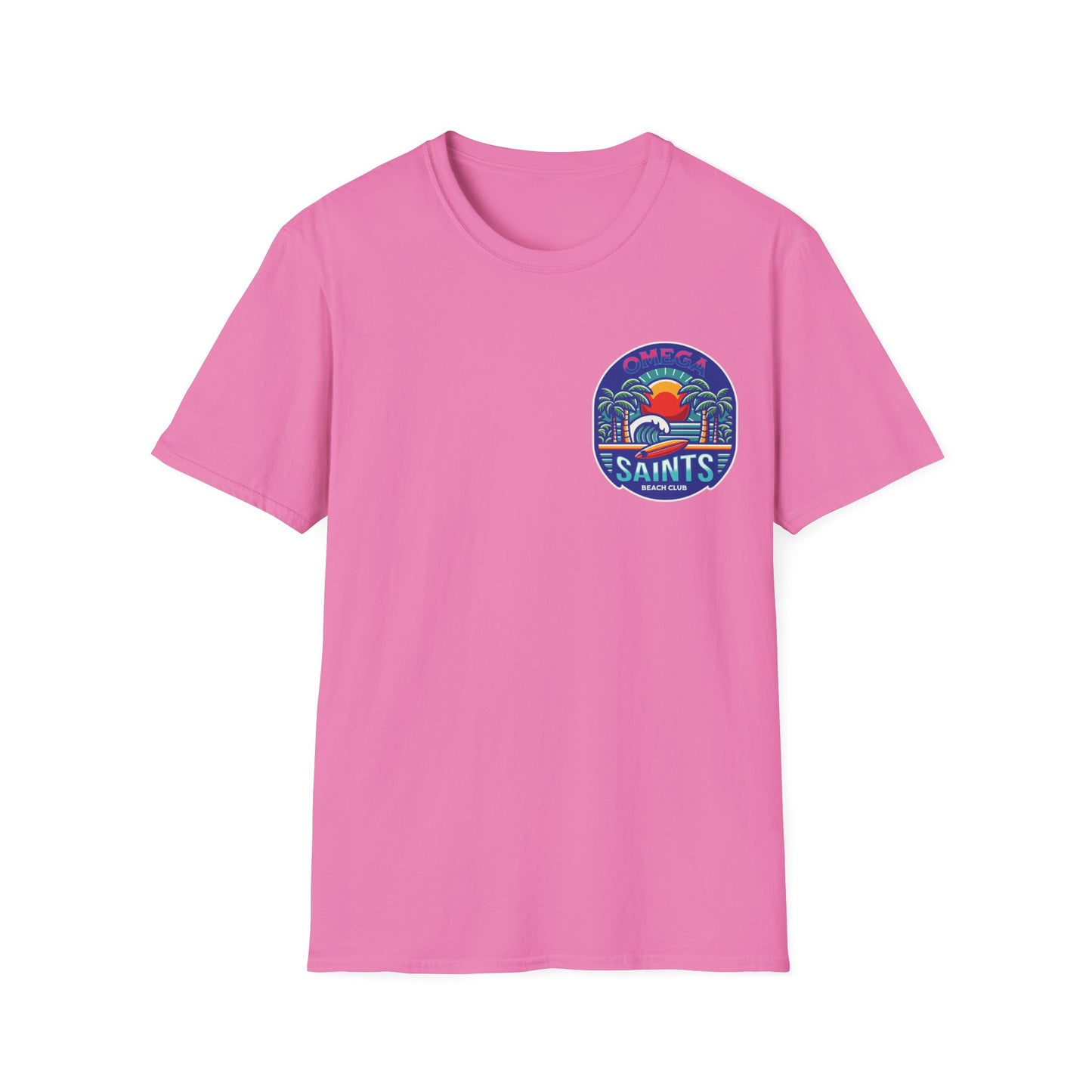 Omega Saints Beach Club Printed T-Shirt – Ride the Waves in Style Pink
