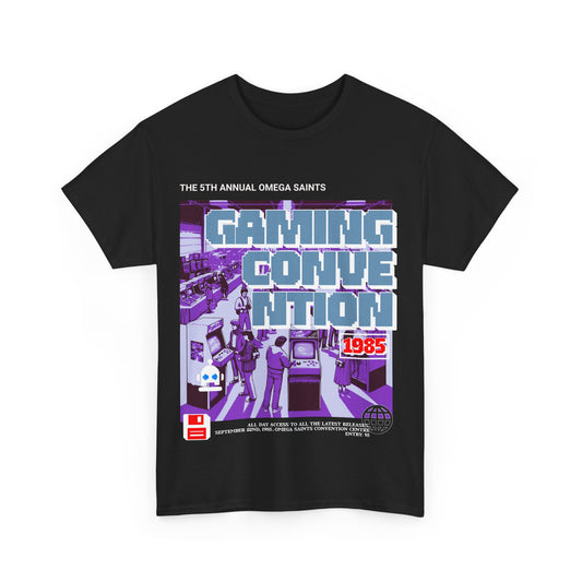 Omega Saints Gaming Convention – 1984 Retro Arcade T-Shirt | Retro Aesthetic Custom Printed Tee clothing screen printing