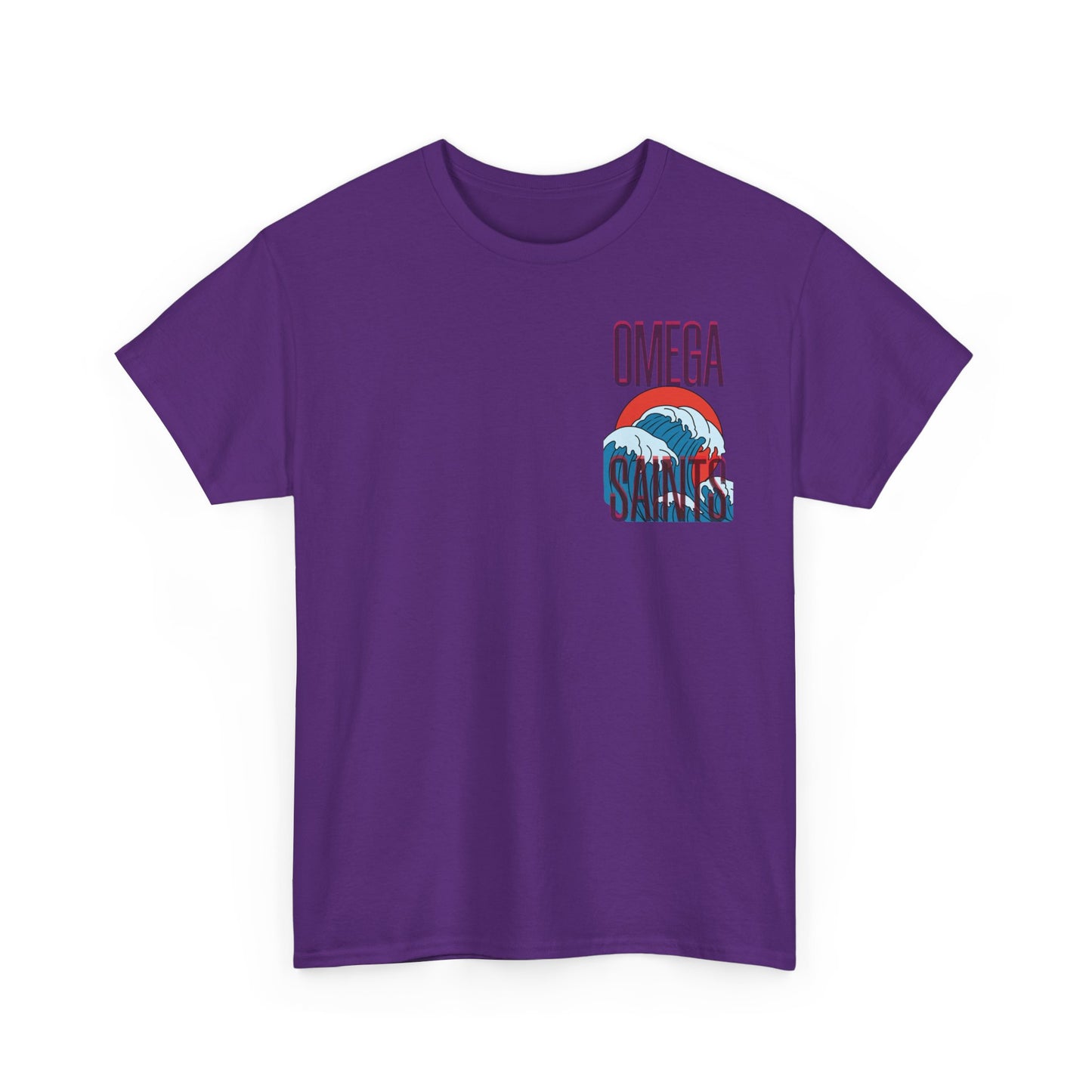 Omega Saints Logo Japanese Wave Design, Trendy 80s Retro Style Printed T-Shirt purple