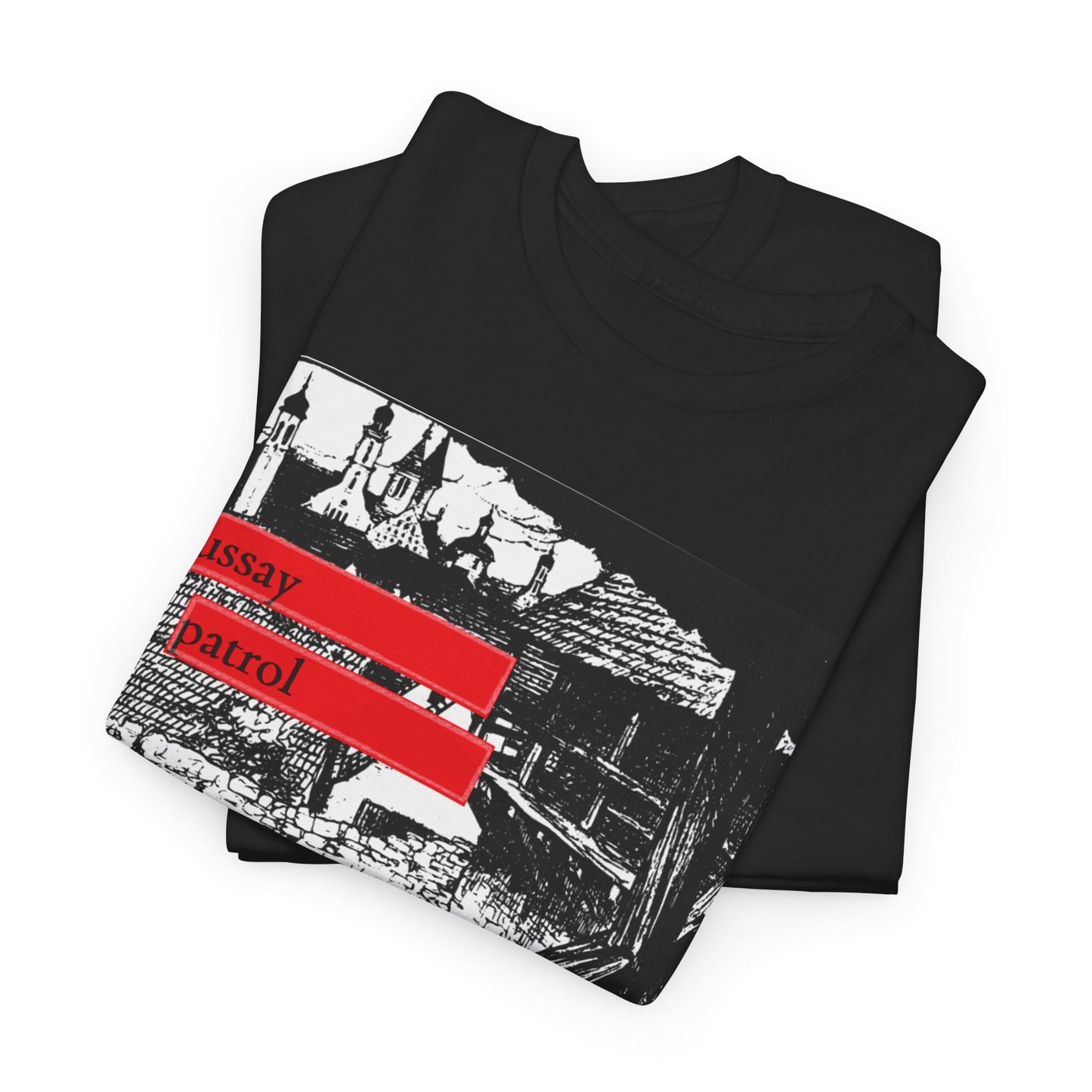 Pussay Patrol Printed T-Shirt - Graphic Tee black folded