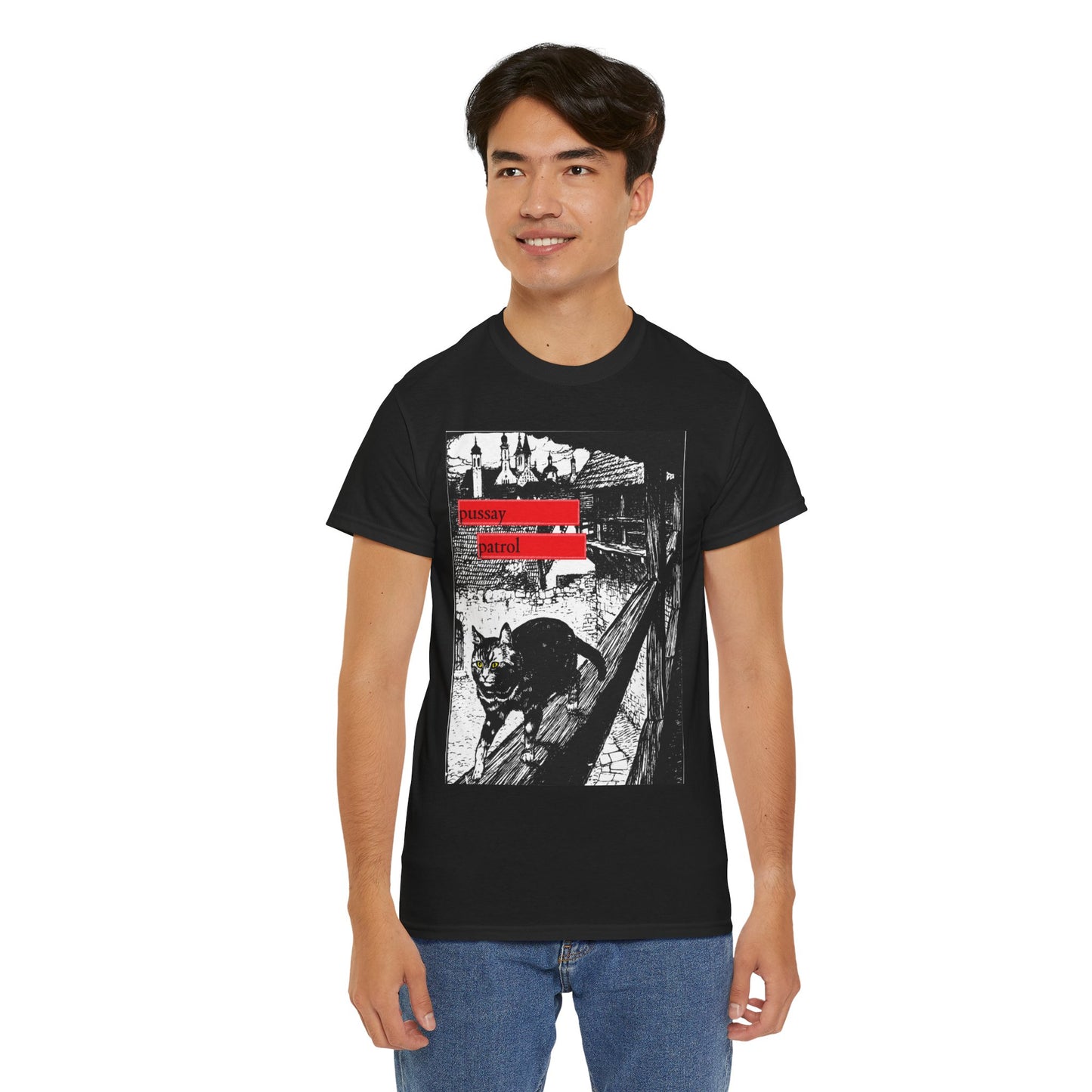 Pussay Patrol Printed T-Shirt - Graphic Tee black