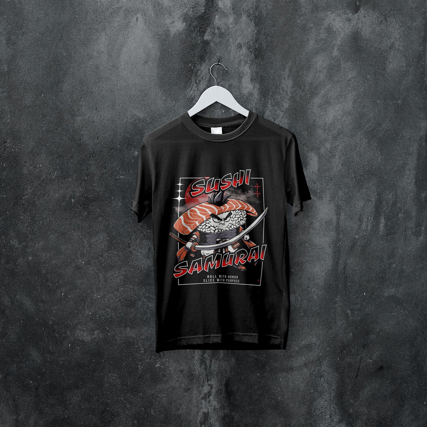 Sushi Samurai Printed T-Shirt – Roll with Honor, Slice with Purpose