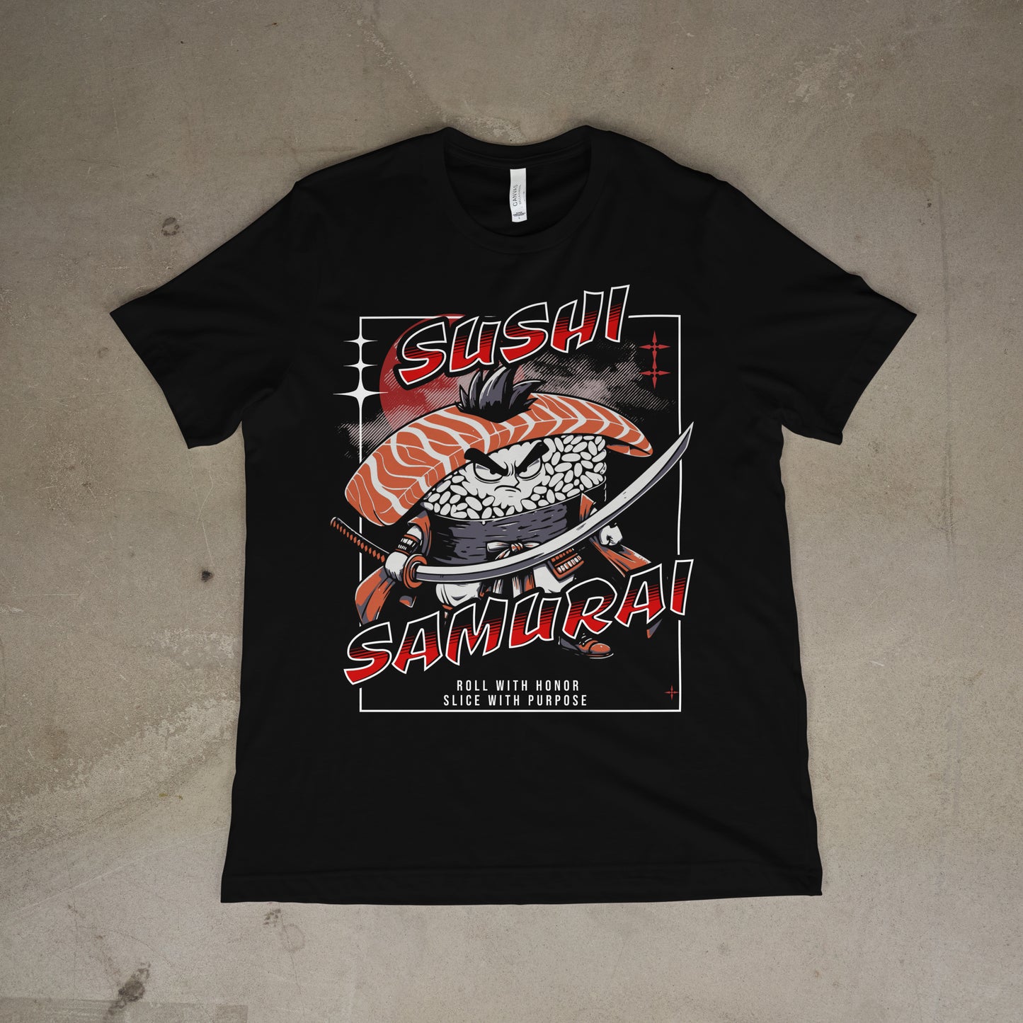 Sushi Samurai Printed T-Shirt – Roll with Honor, Slice with Purpose