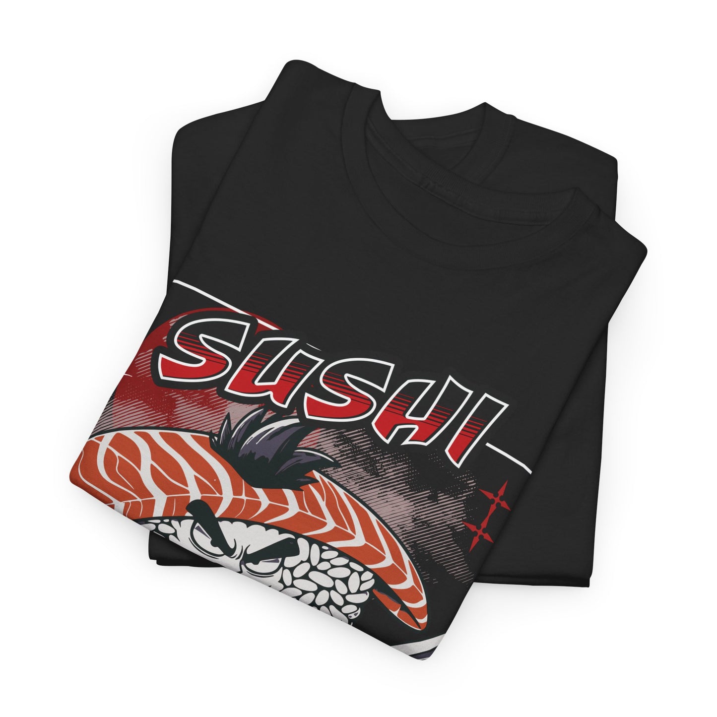 Sushi Samurai Printed T-Shirt – Roll with Honor, Slice with Purpose Black