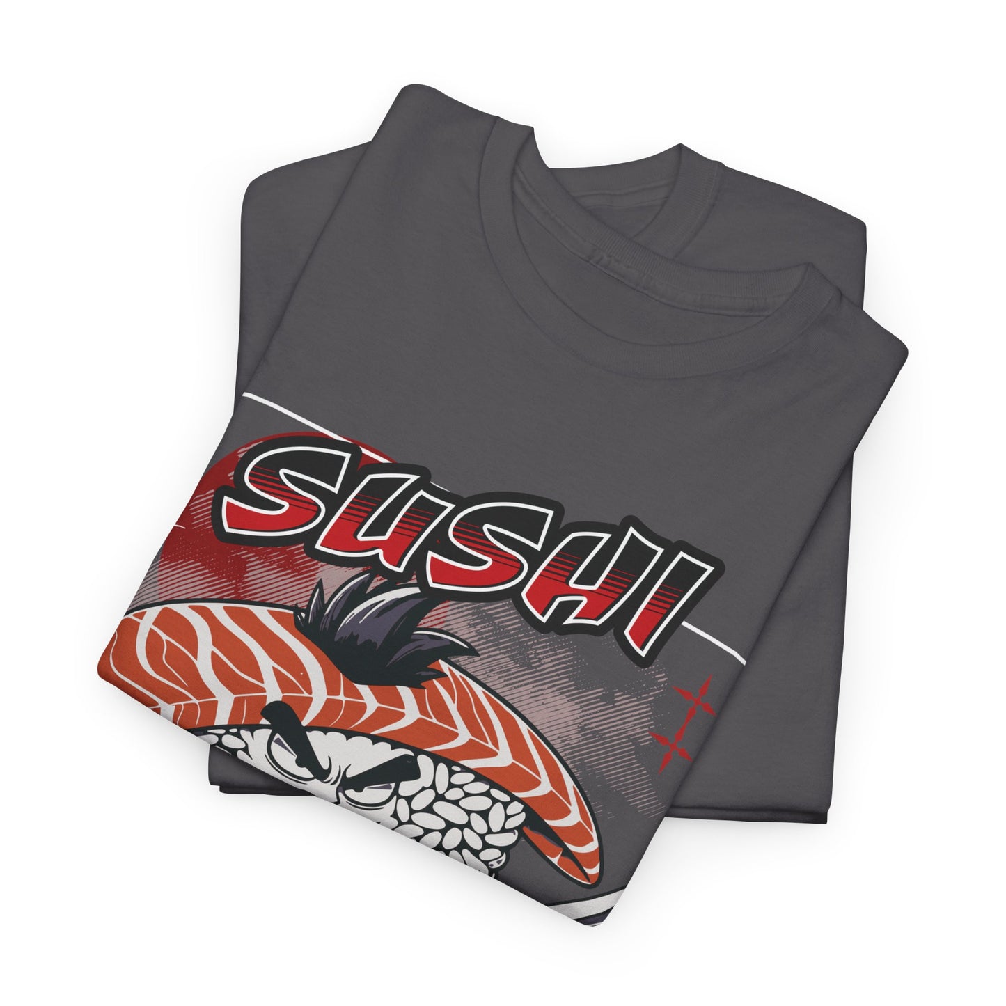 Sushi Samurai Printed T-Shirt – Roll with Honor, Slice with Purpose grey