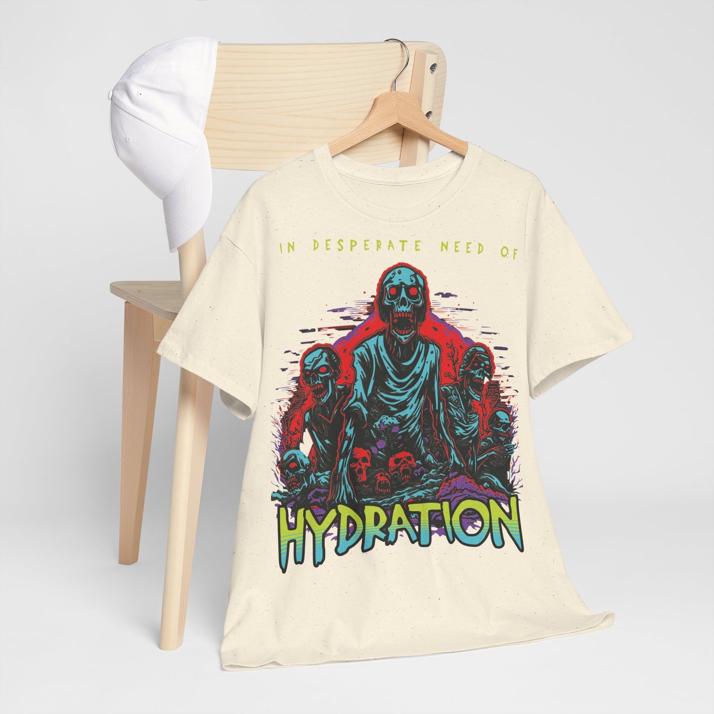 Zombie Skeleton Tee Shirt Printed T Shirt detail natural hung