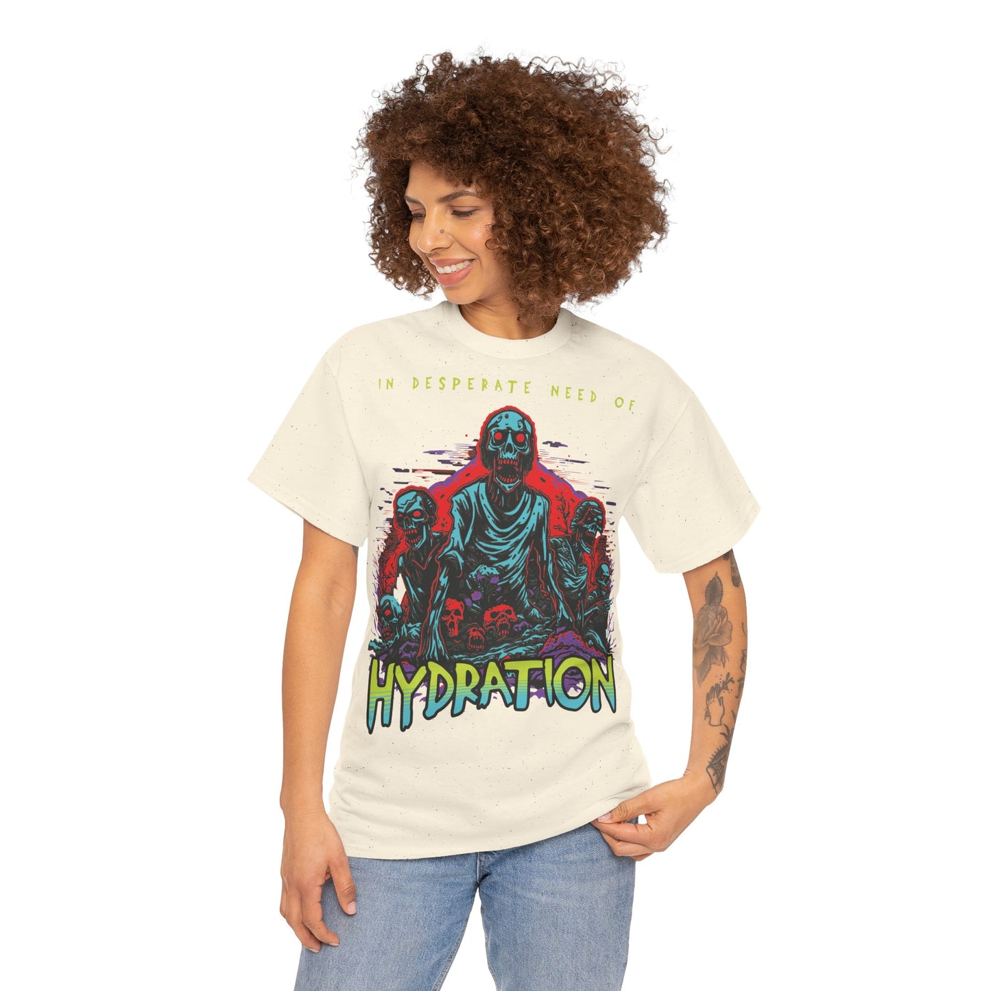 Zombie Skeleton Tee Shirt Printed T Shirt detail natural hung person 1