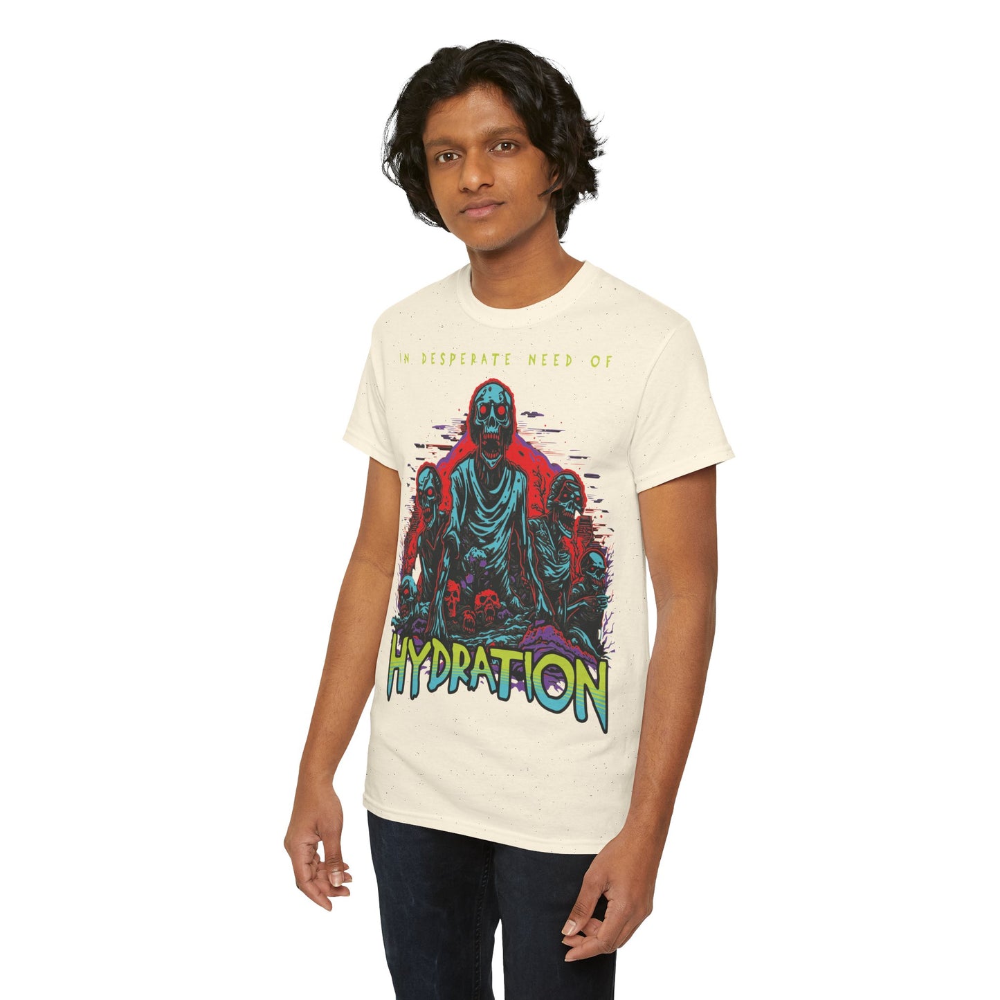 Zombie Skeleton Tee Shirt Printed T Shirt detail natural hung person 2