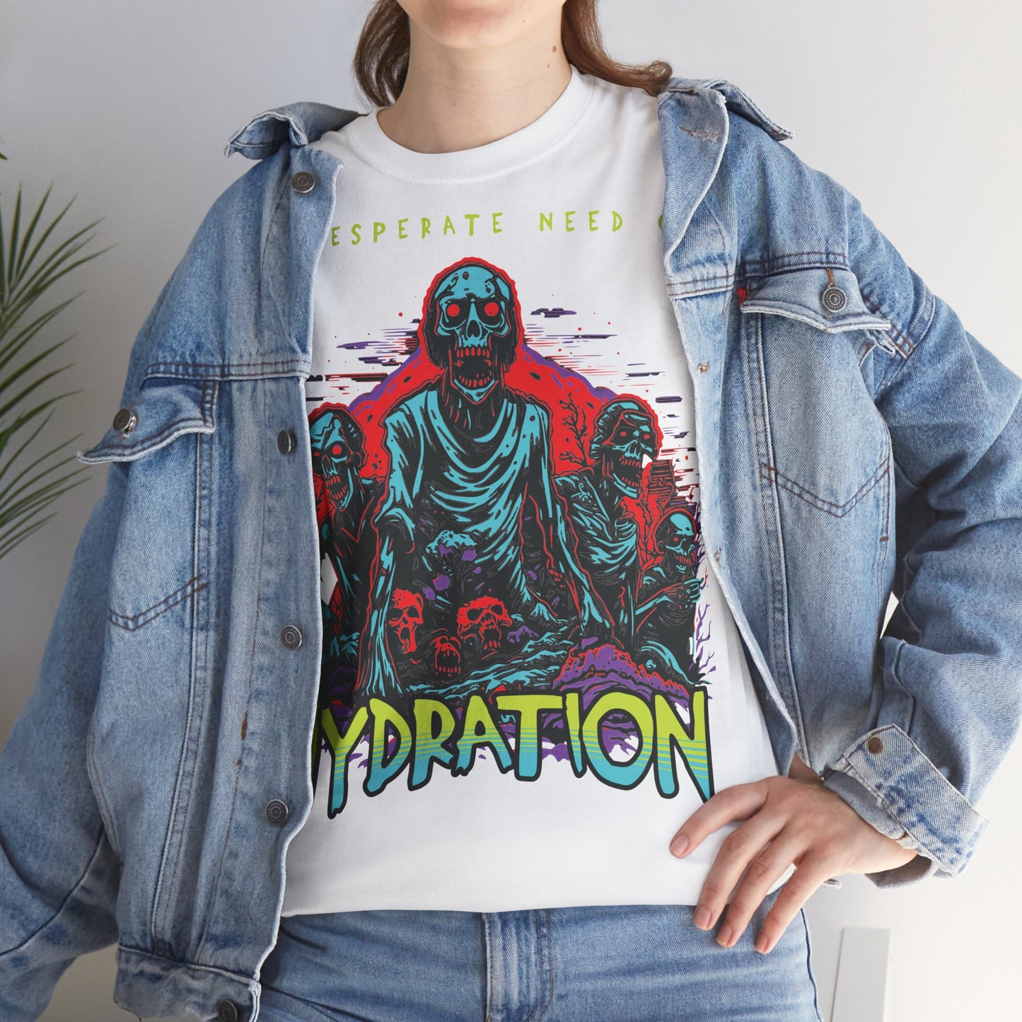 Zombie Skeleton Tee Shirt Printed T Shirt detail white alt denim