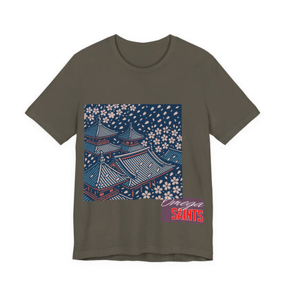 Cherry Blossom Rooftops – Japanese Temple Aesthetic Graphic Tee